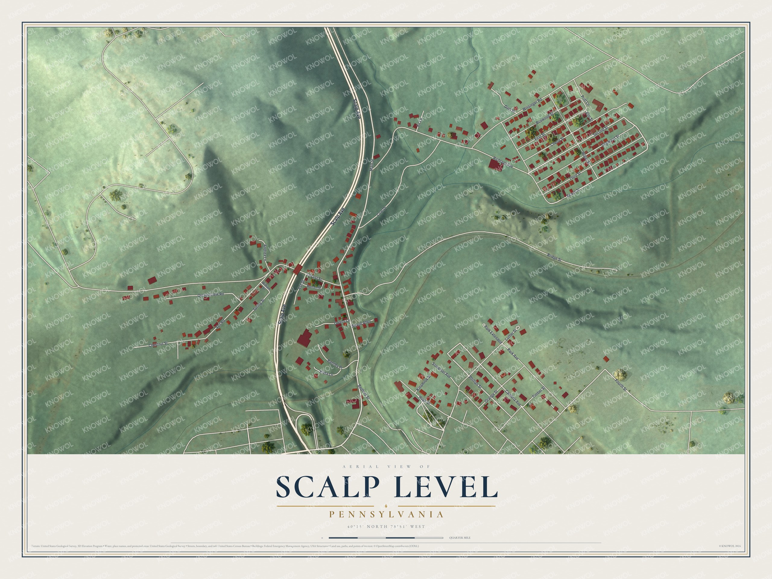 Watermarked full-map preview of Scalp Level, Pennsylvania