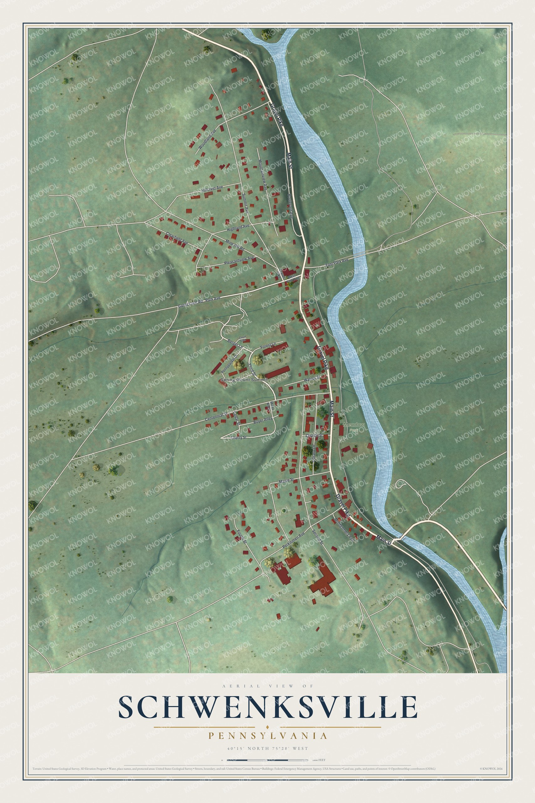 Watermarked full-map preview of Schwenksville, Pennsylvania
