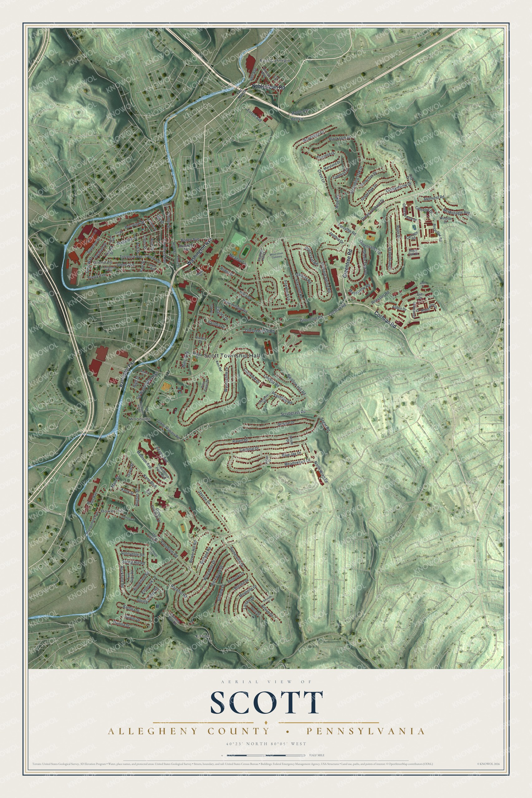 Watermarked full-map preview of Scott, Pennsylvania