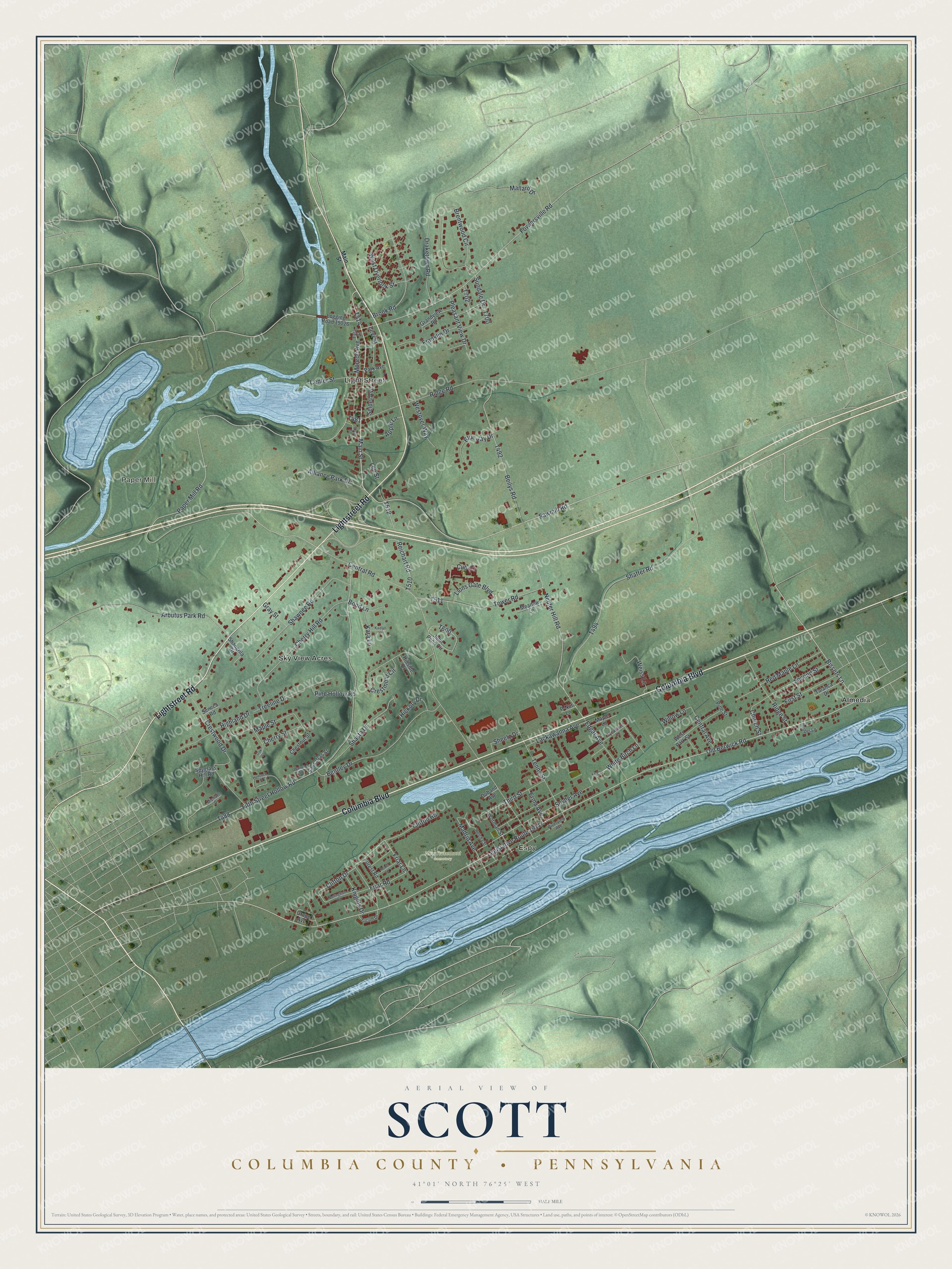 Watermarked full-map preview of Scott, Pennsylvania