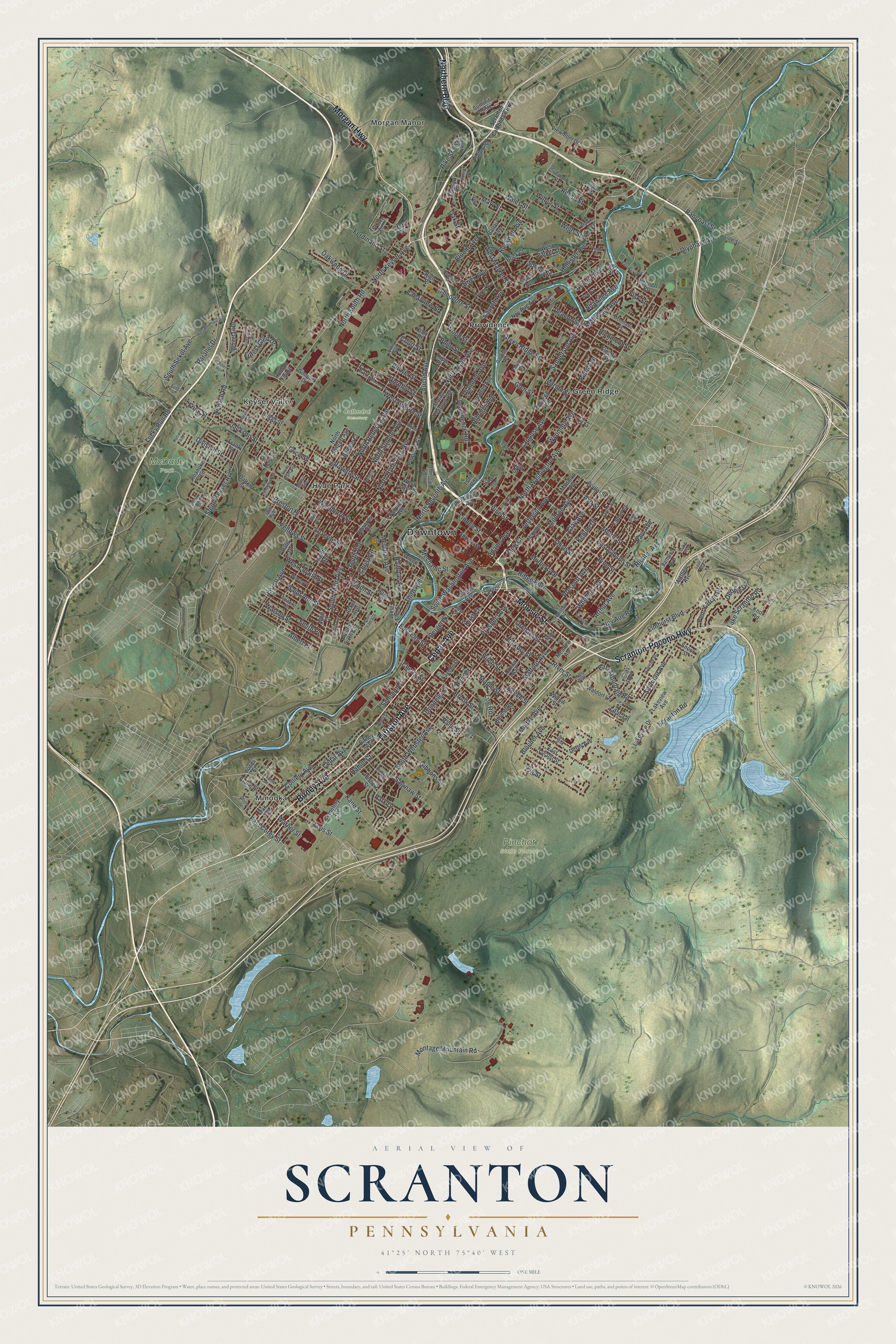 Watermarked full-map preview of Scranton, Pennsylvania
