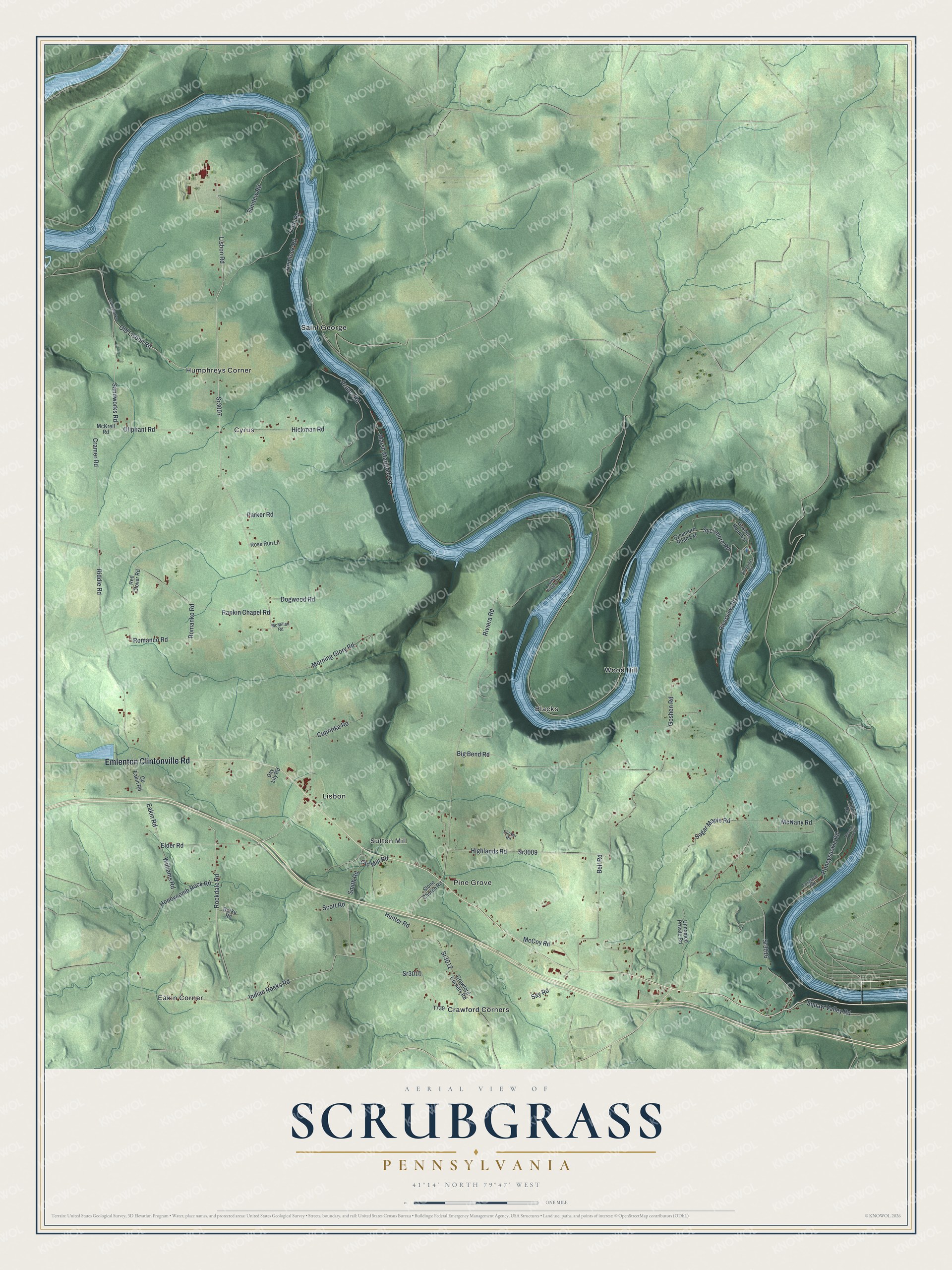 Watermarked full-map preview of Scrubgrass, Pennsylvania