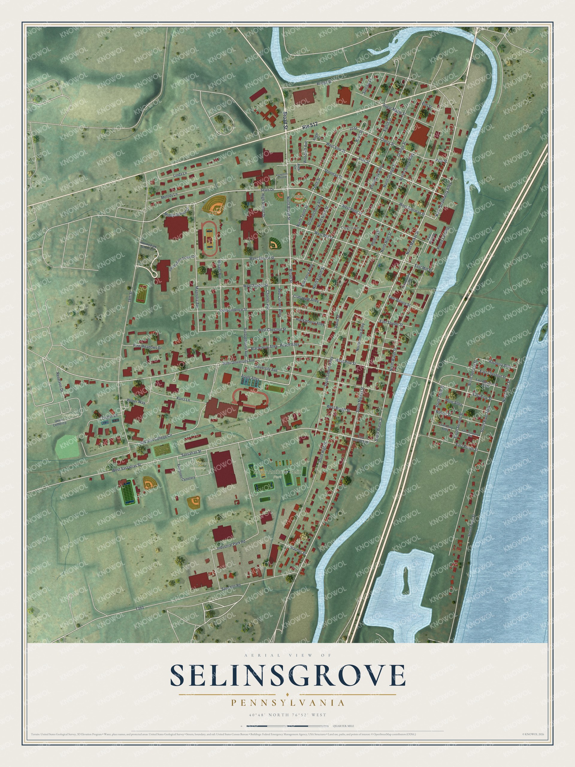 Watermarked full-map preview of Selinsgrove, Pennsylvania