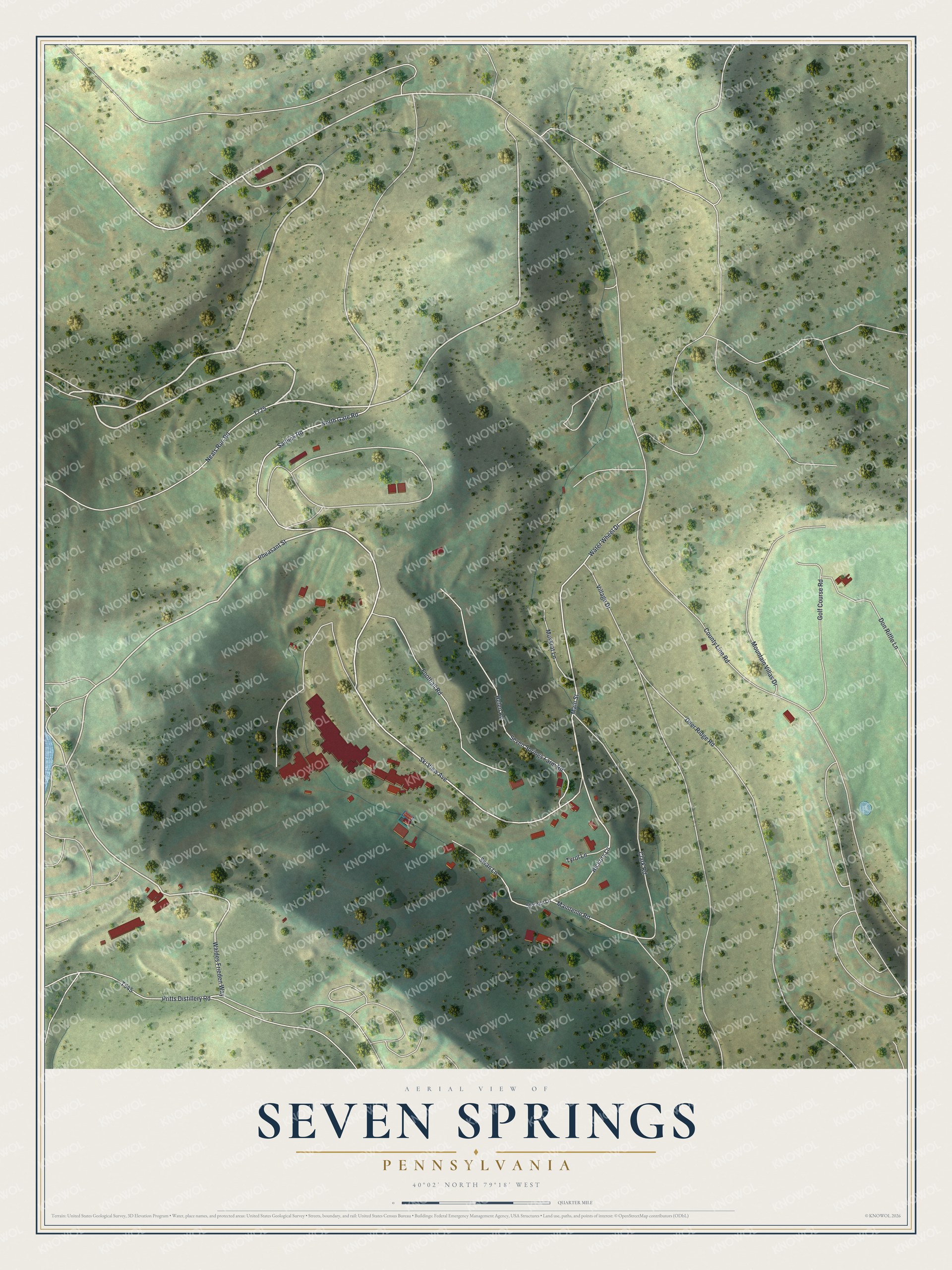 Watermarked full-map preview of Seven Springs, Pennsylvania