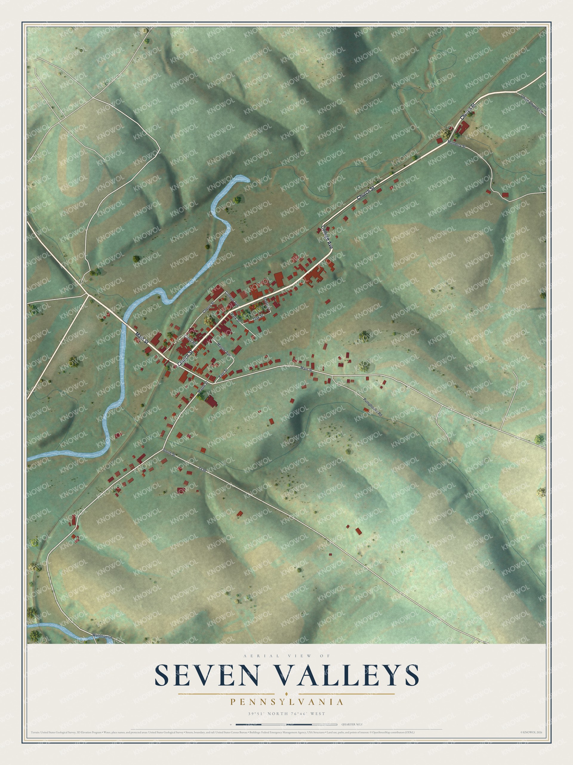 Watermarked full-map preview of Seven Valleys, Pennsylvania