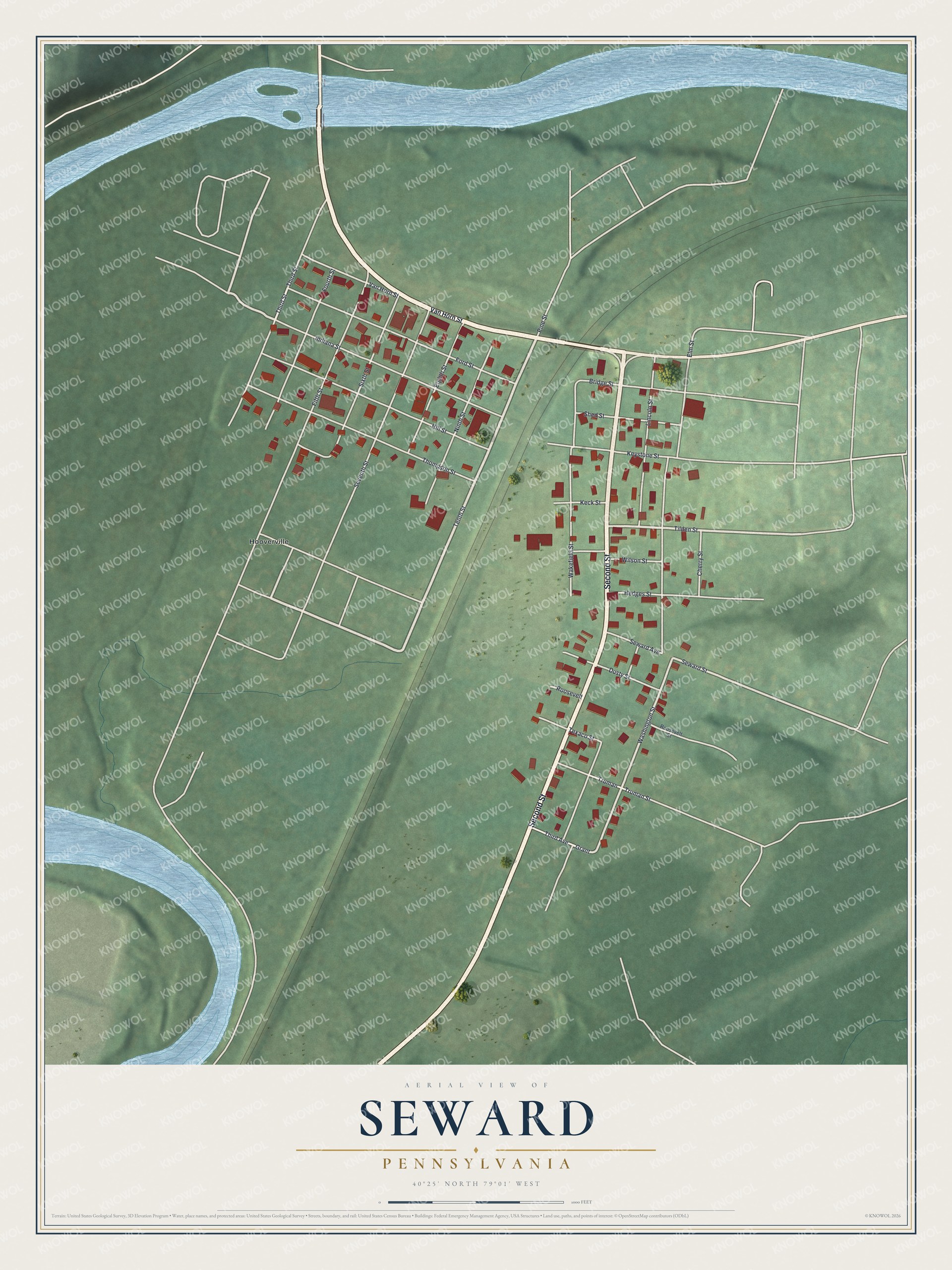 Watermarked full-map preview of Seward, Pennsylvania