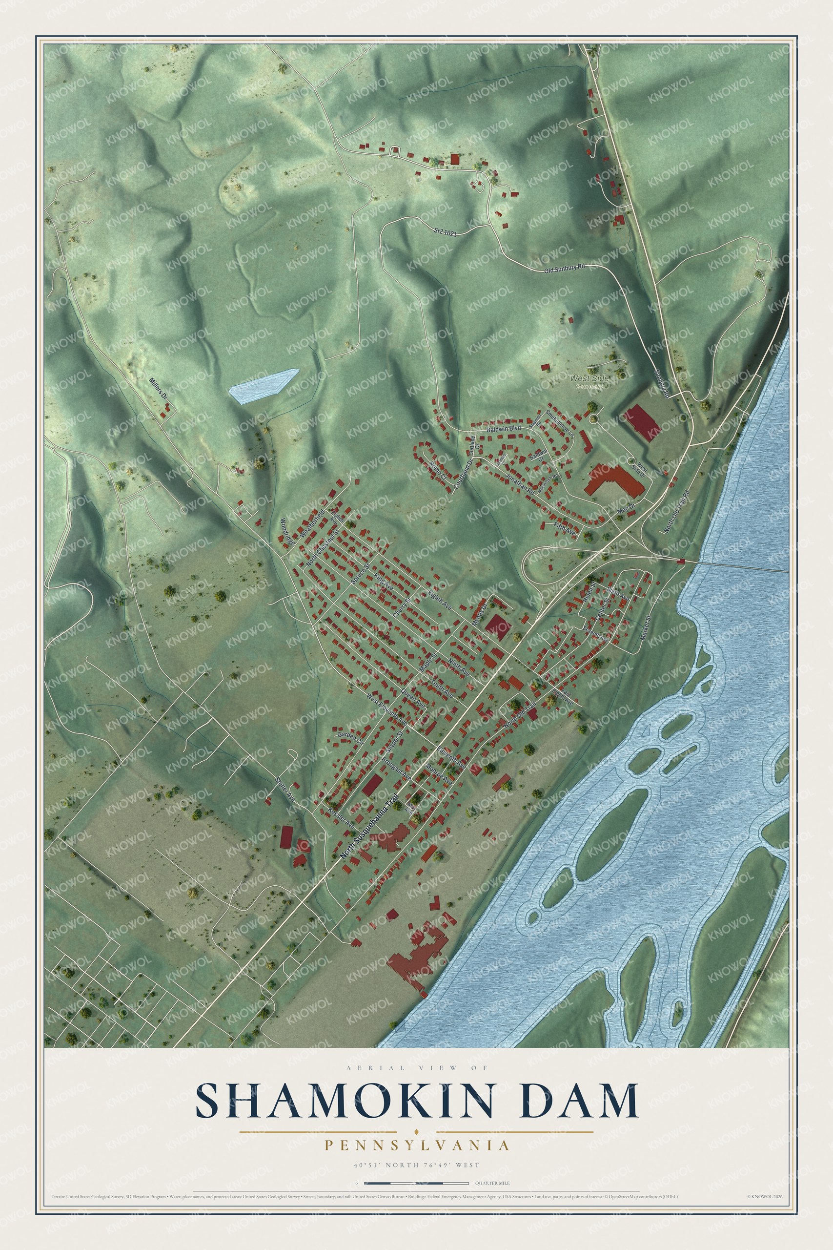 Watermarked full-map preview of Shamokin Dam, Pennsylvania