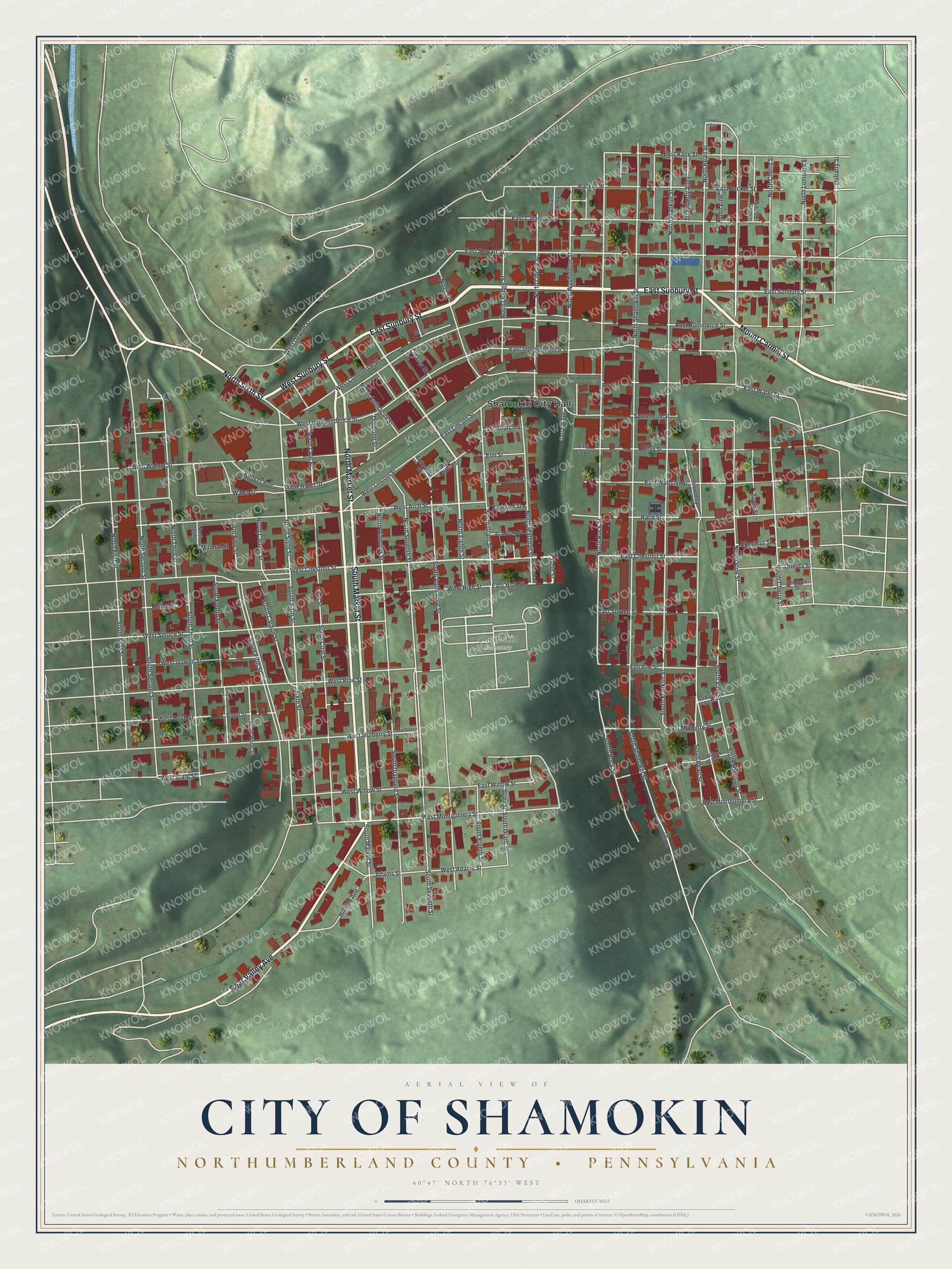 Watermarked full-map preview of City of Shamokin, Pennsylvania
