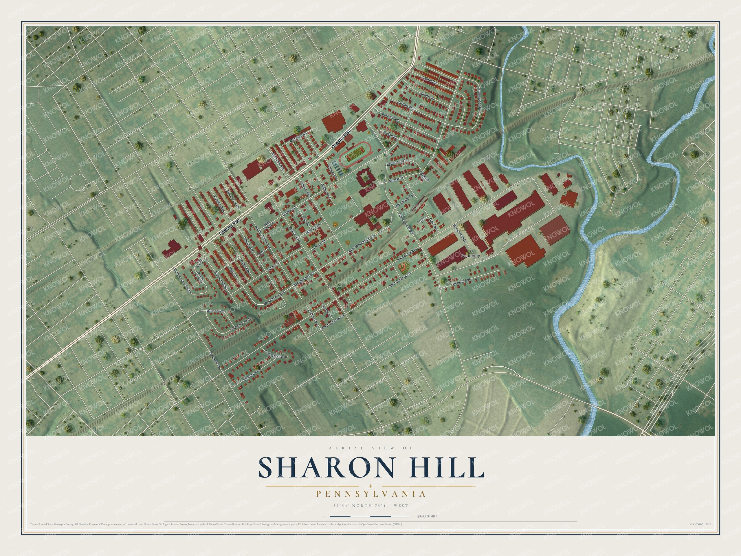 Watermarked full-map preview of Sharon Hill, Pennsylvania