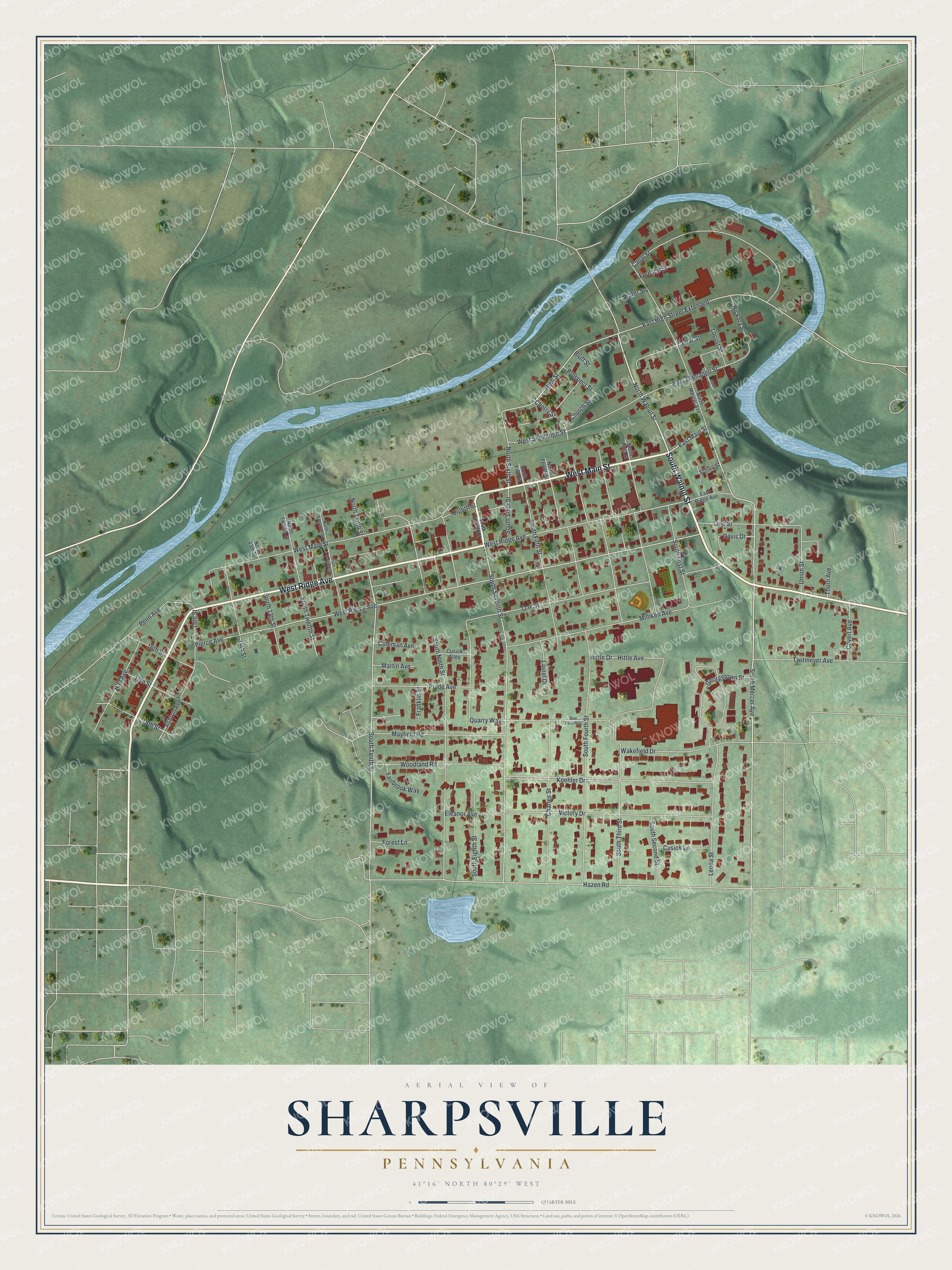 Watermarked full-map preview of Sharpsville, Pennsylvania
