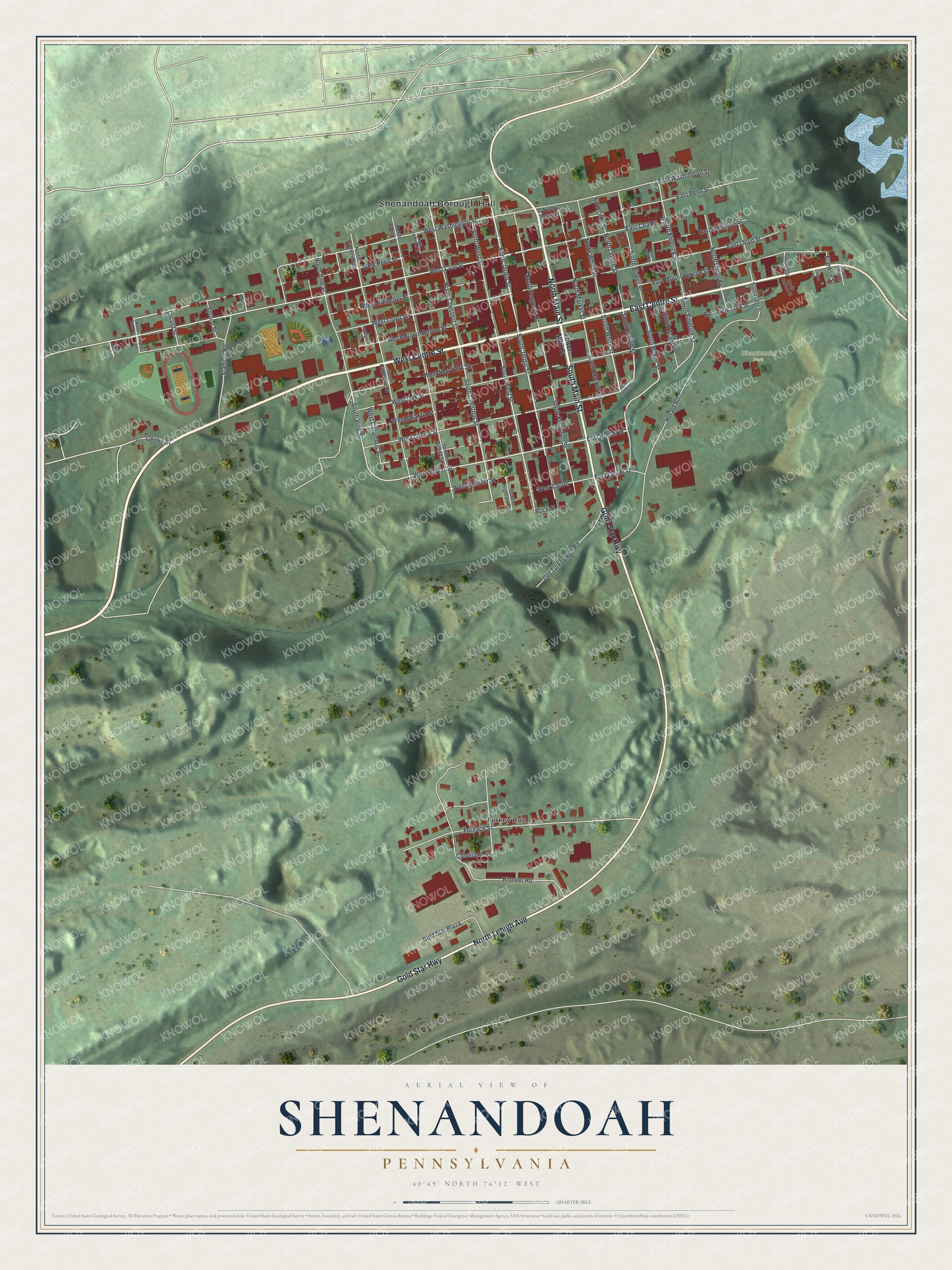Watermarked full-map preview of Shenandoah, Pennsylvania