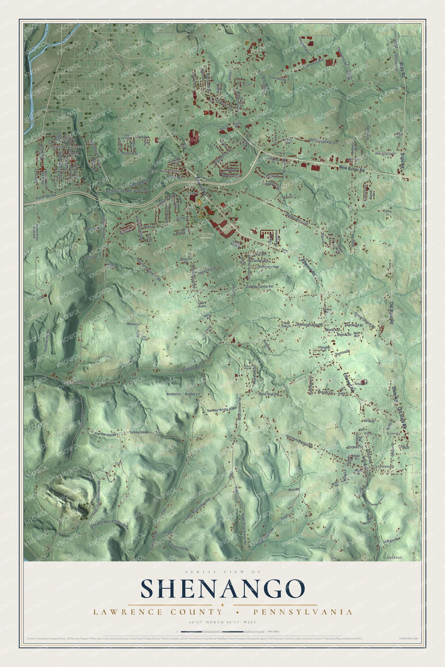 Watermarked full-map preview of Shenango, Pennsylvania