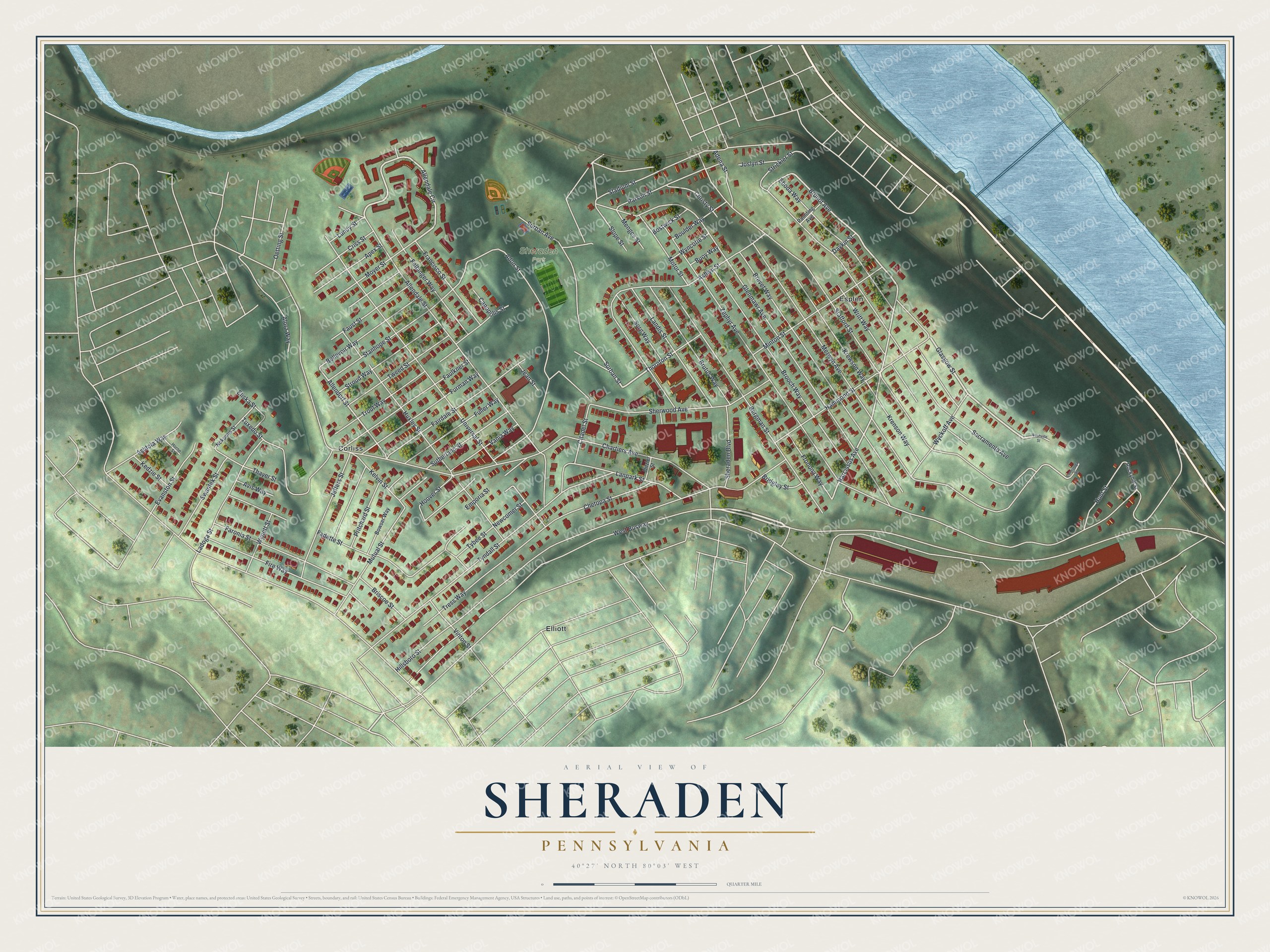 Watermarked full-map preview of Sheraden, Pennsylvania