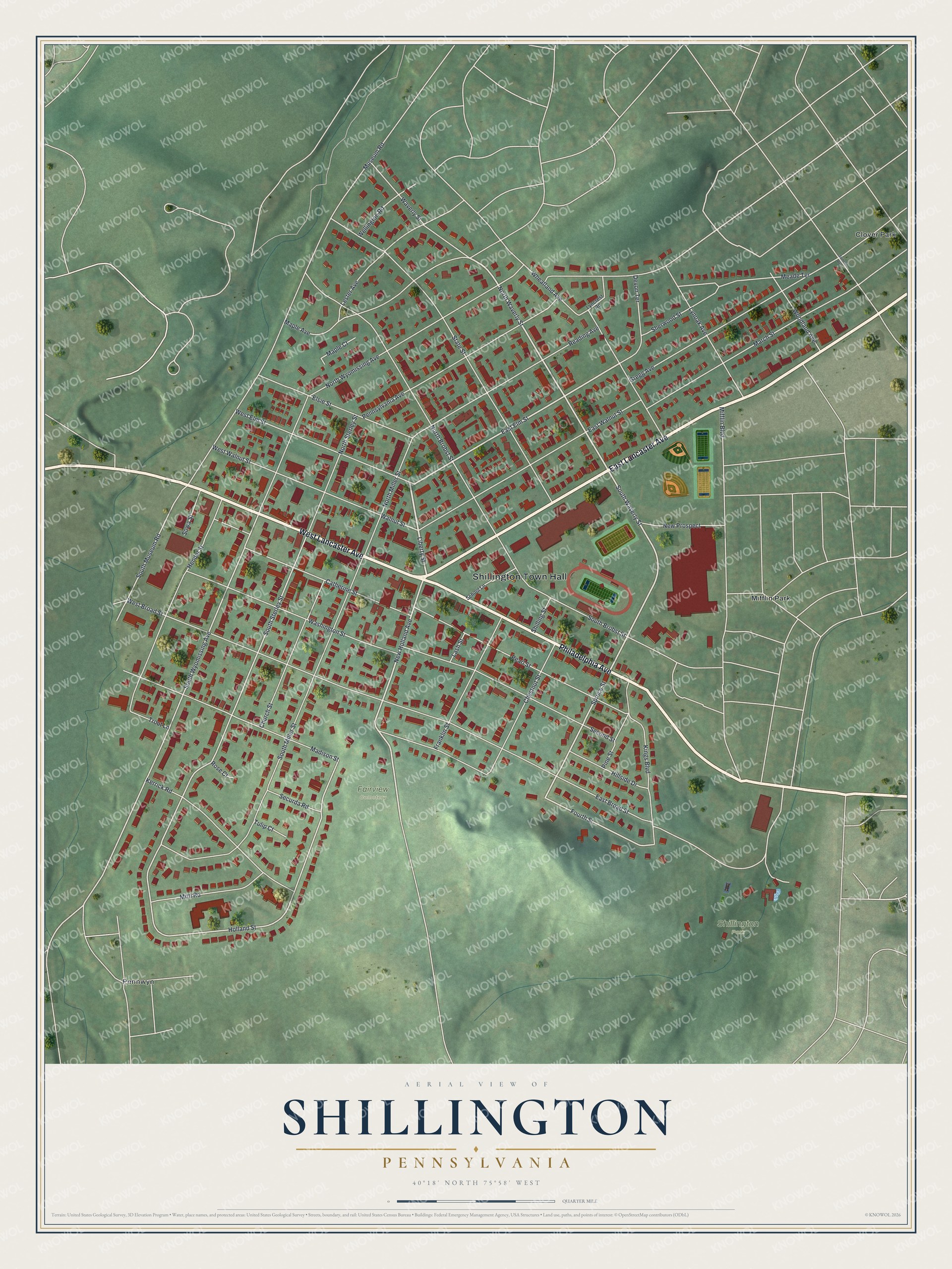 Watermarked full-map preview of Shillington, Pennsylvania