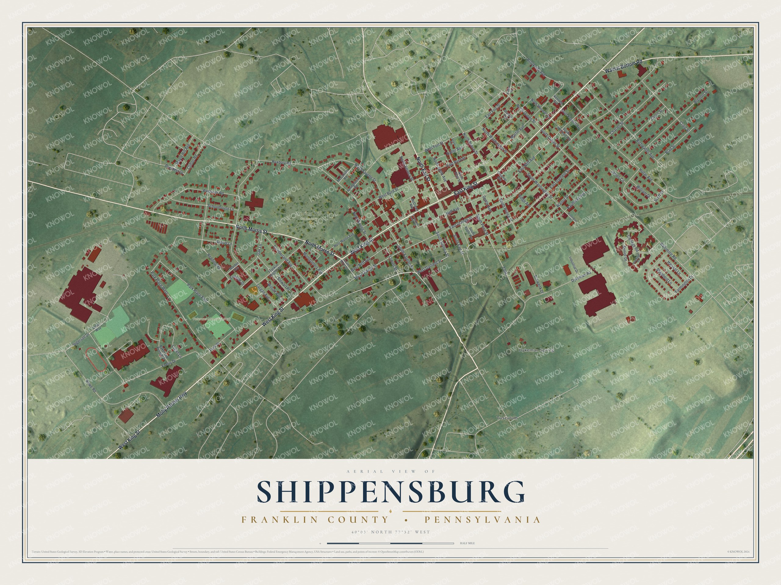 Watermarked full-map preview of Shippensburg, Pennsylvania