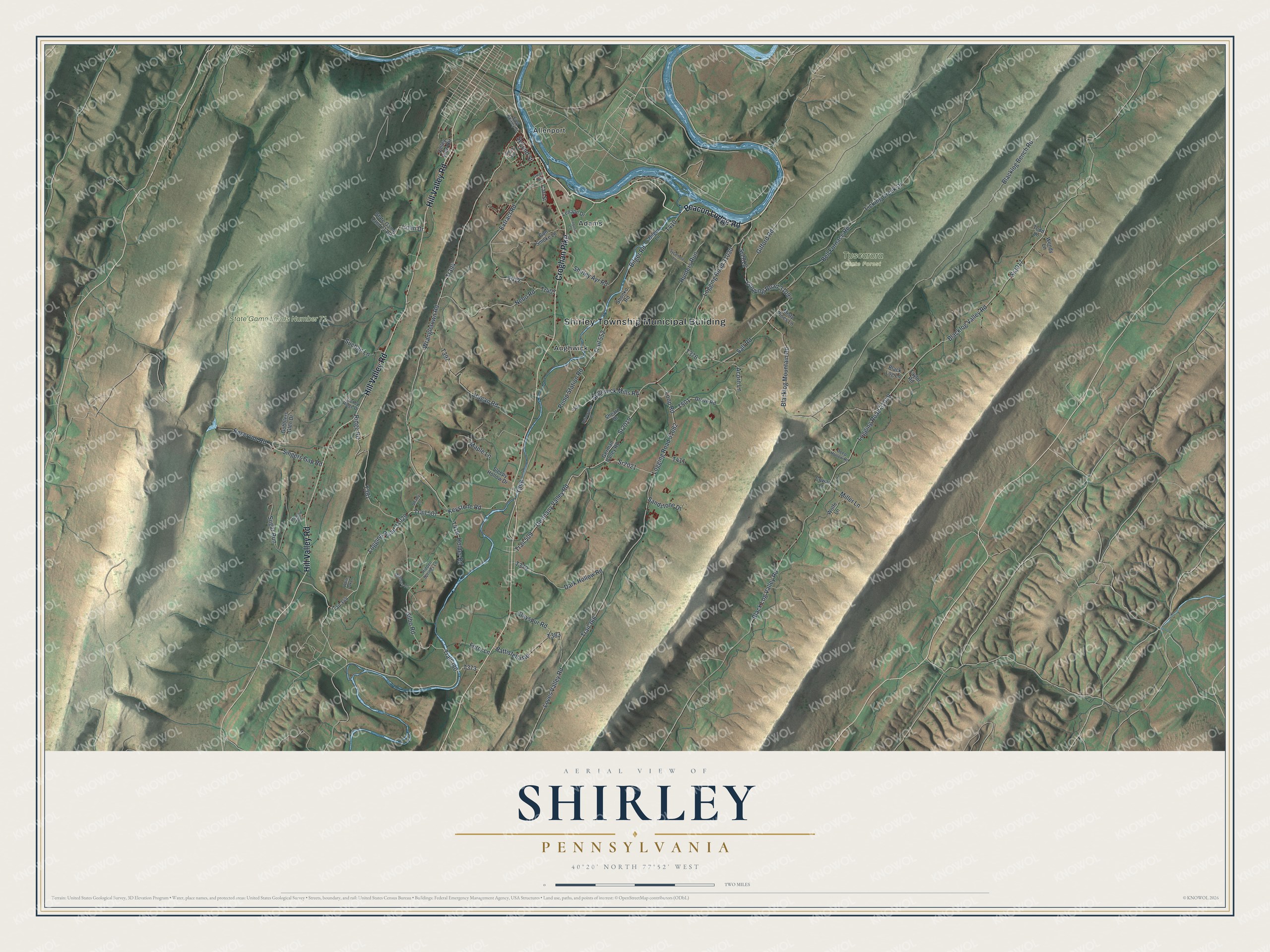 Watermarked full-map preview of Shirley, Pennsylvania