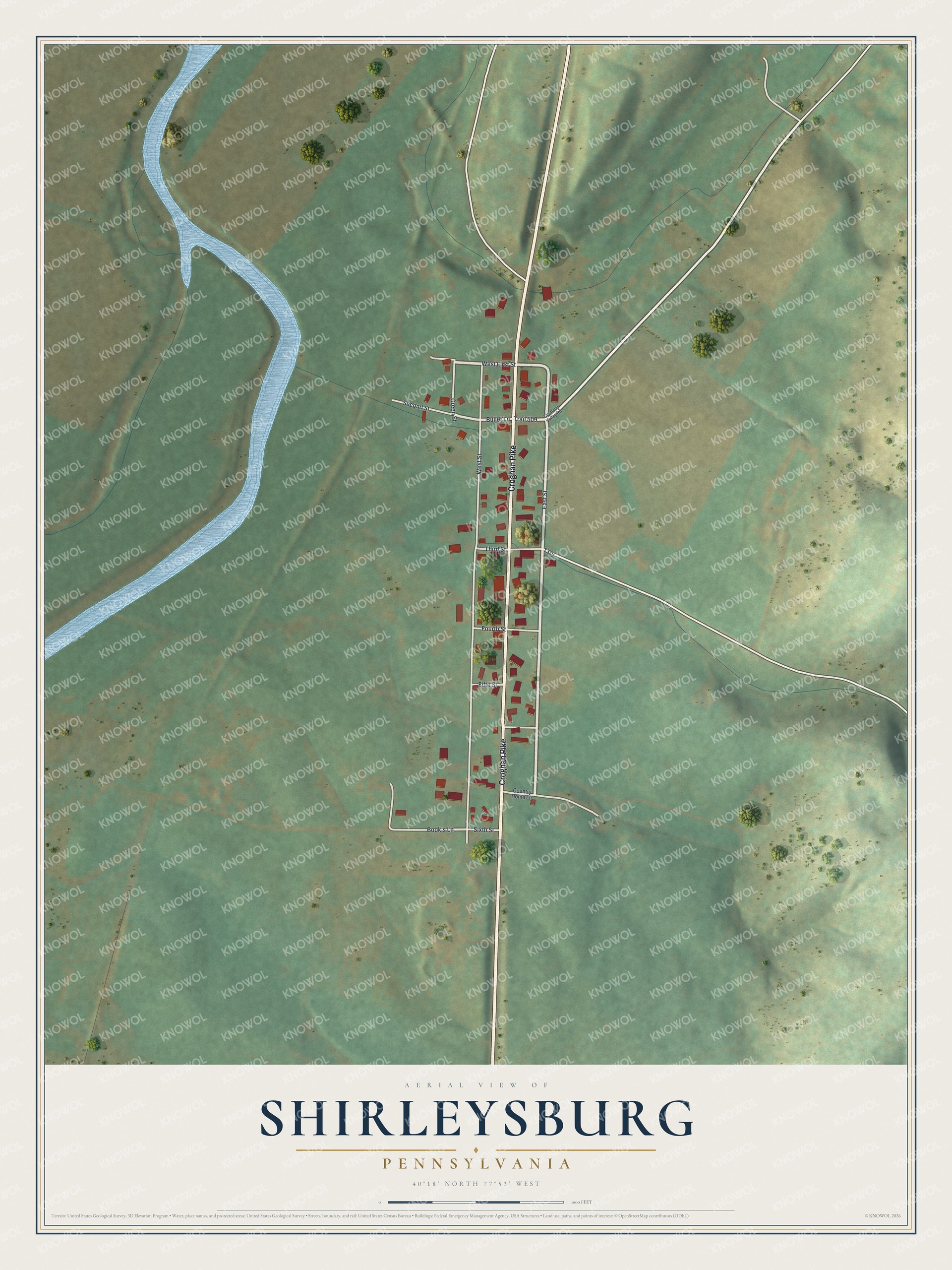Watermarked full-map preview of Shirleysburg, Pennsylvania