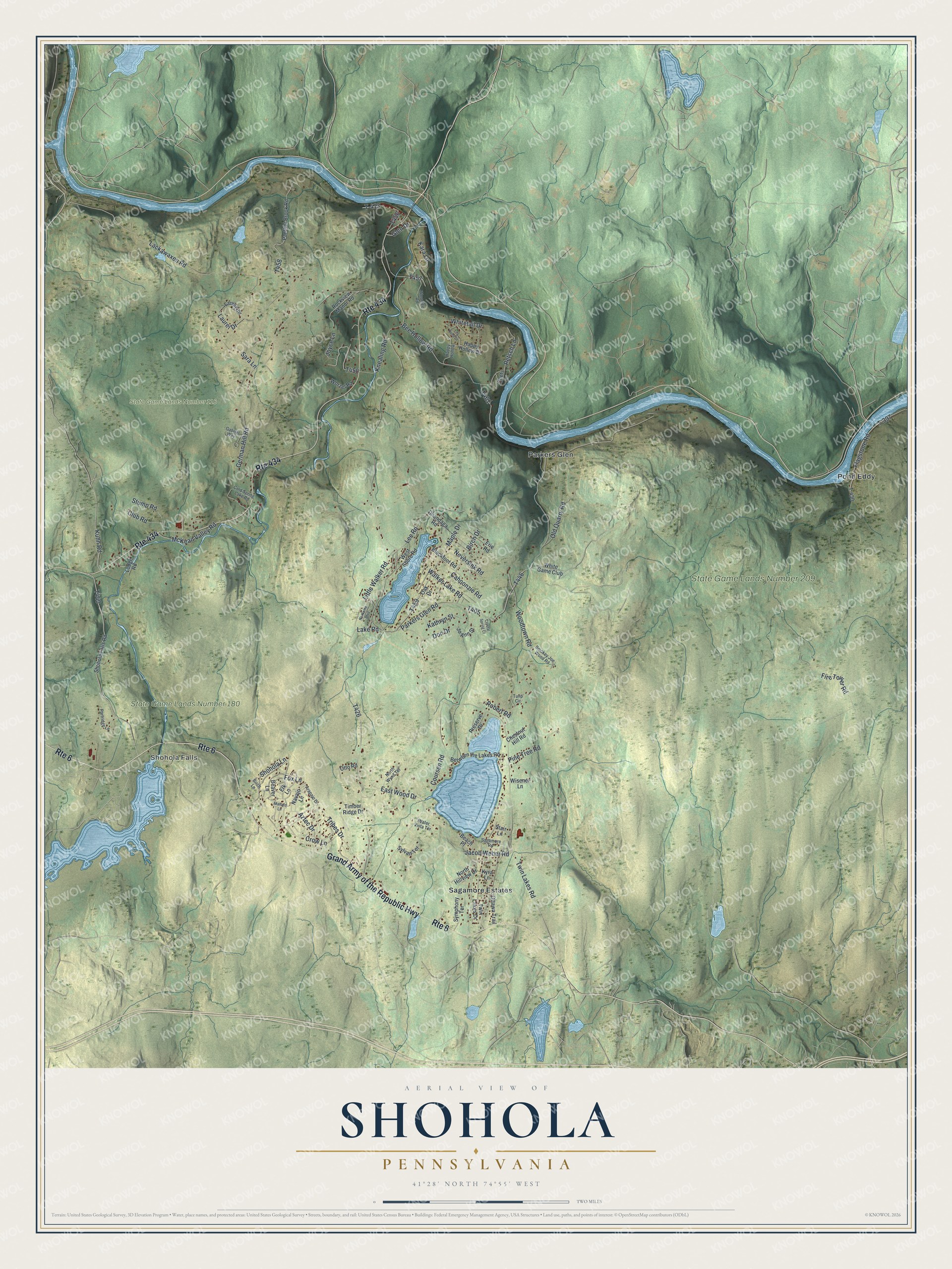 Watermarked full-map preview of Shohola, Pennsylvania
