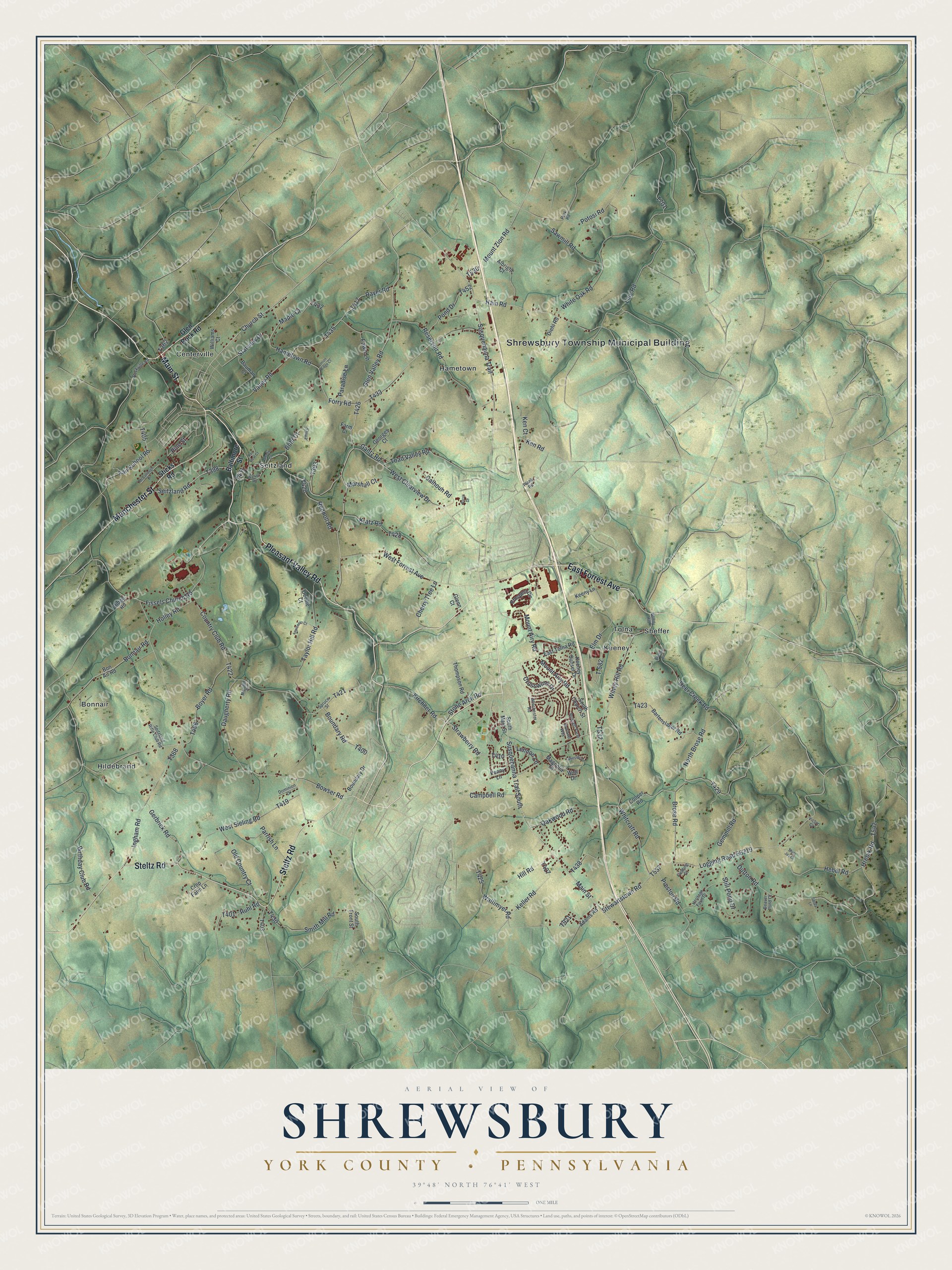 Watermarked full-map preview of Shrewsbury, Pennsylvania