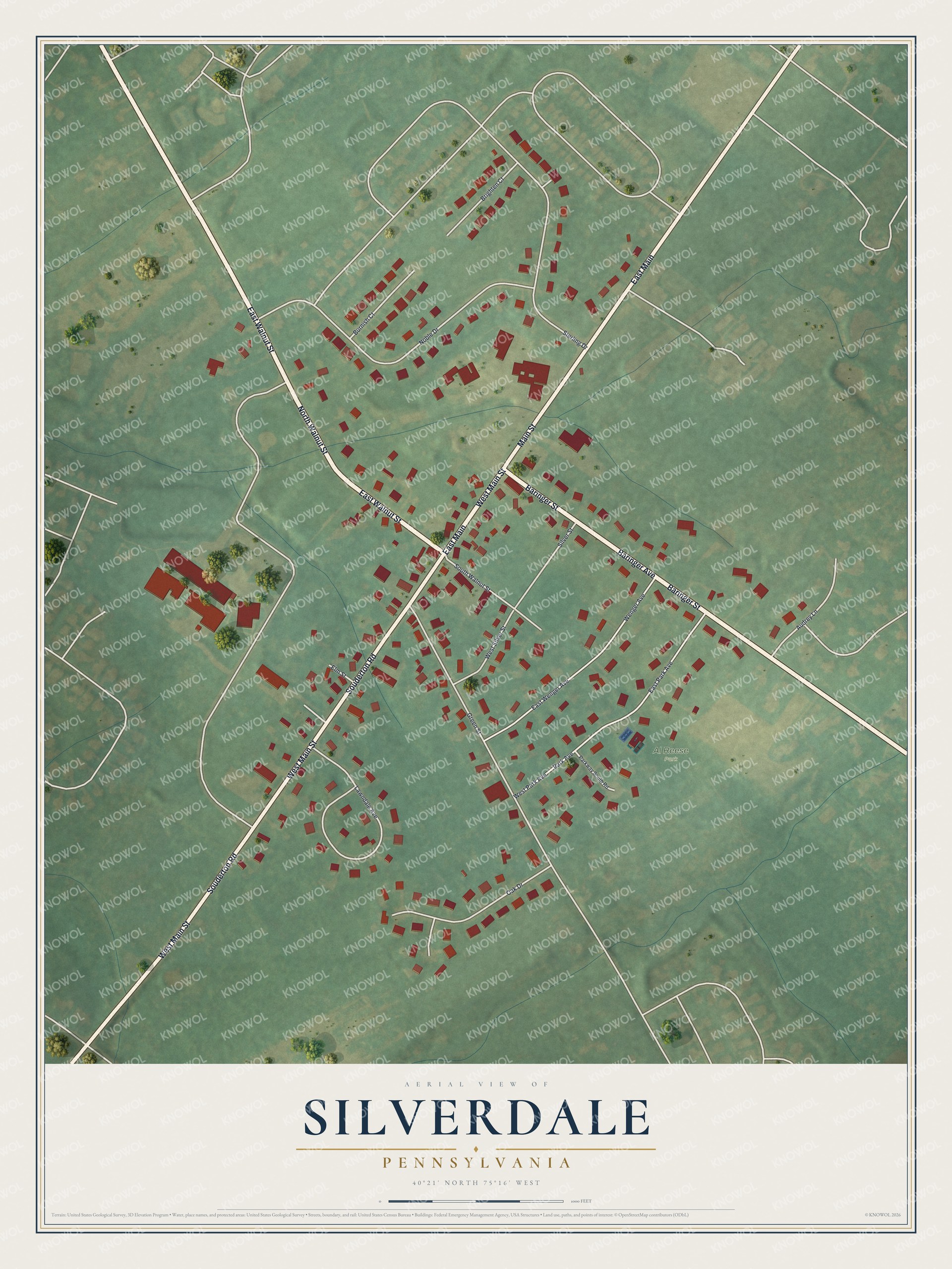 Watermarked full-map preview of Silverdale, Pennsylvania