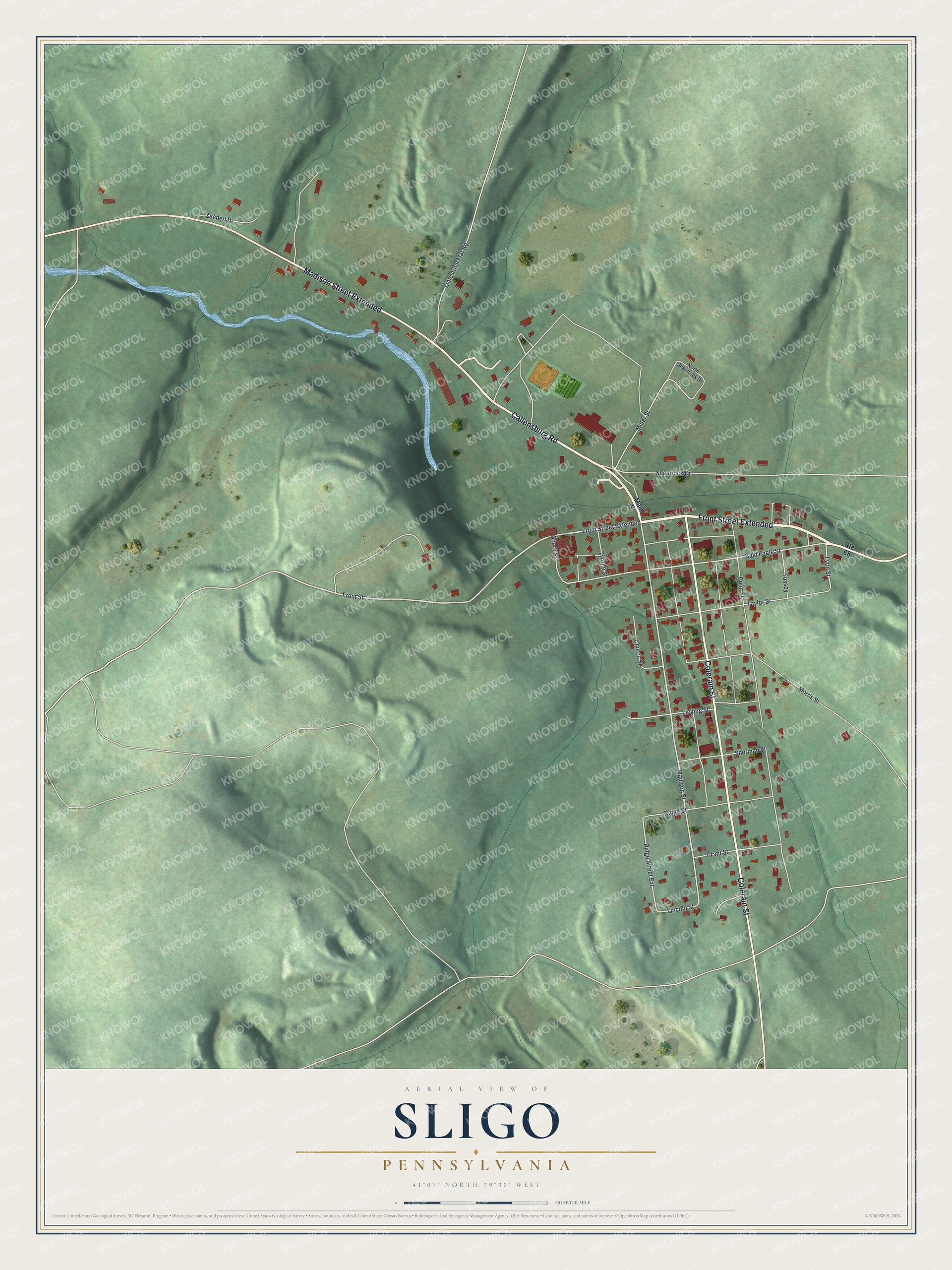 Watermarked full-map preview of Sligo, Pennsylvania
