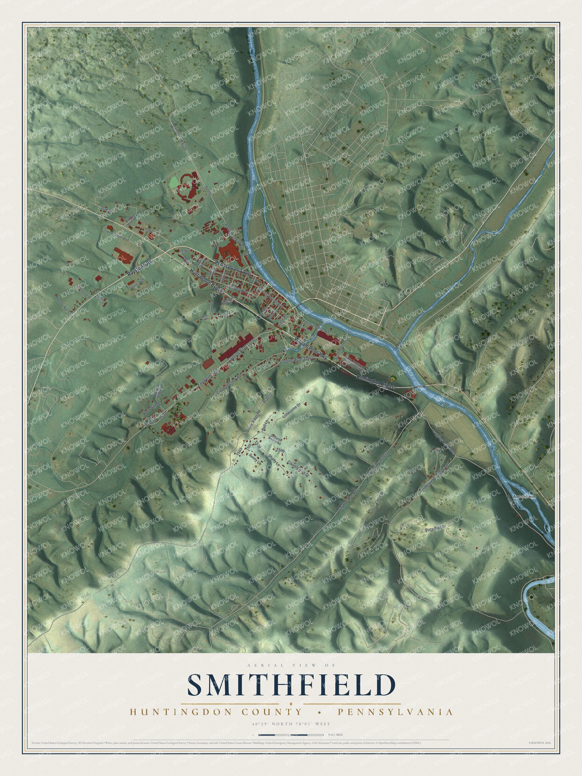 Watermarked full-map preview of Smithfield, Pennsylvania