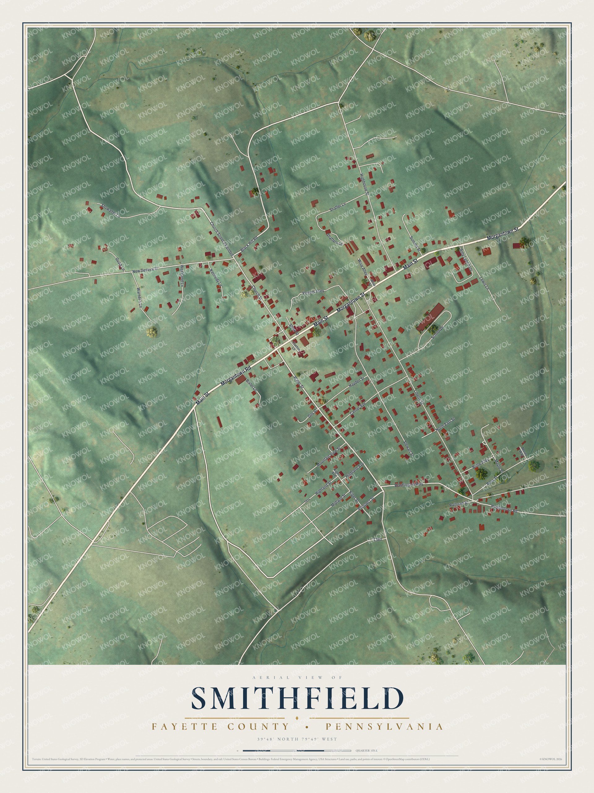 Watermarked full-map preview of Smithfield, Pennsylvania