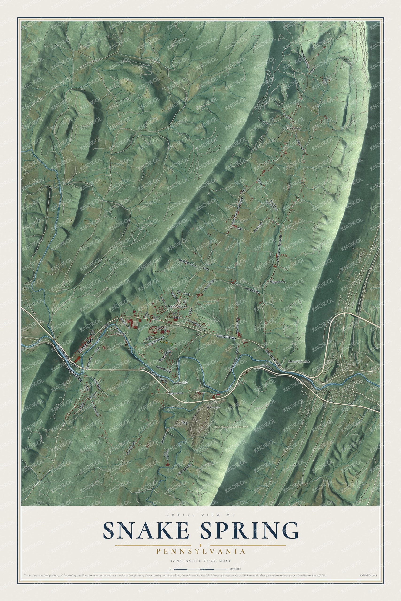 Watermarked full-map preview of Snake Spring, Pennsylvania