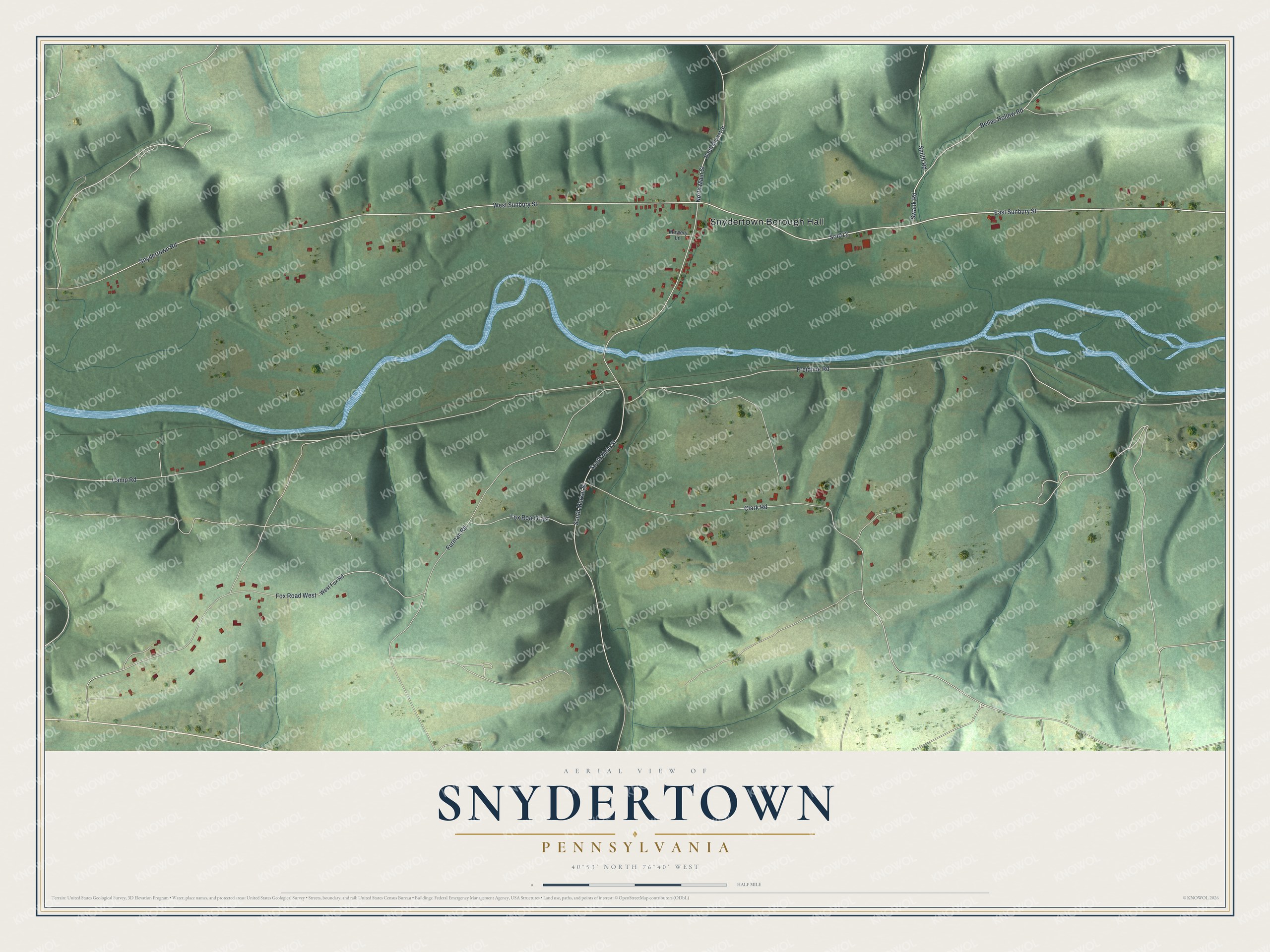 Watermarked full-map preview of Snydertown, Pennsylvania