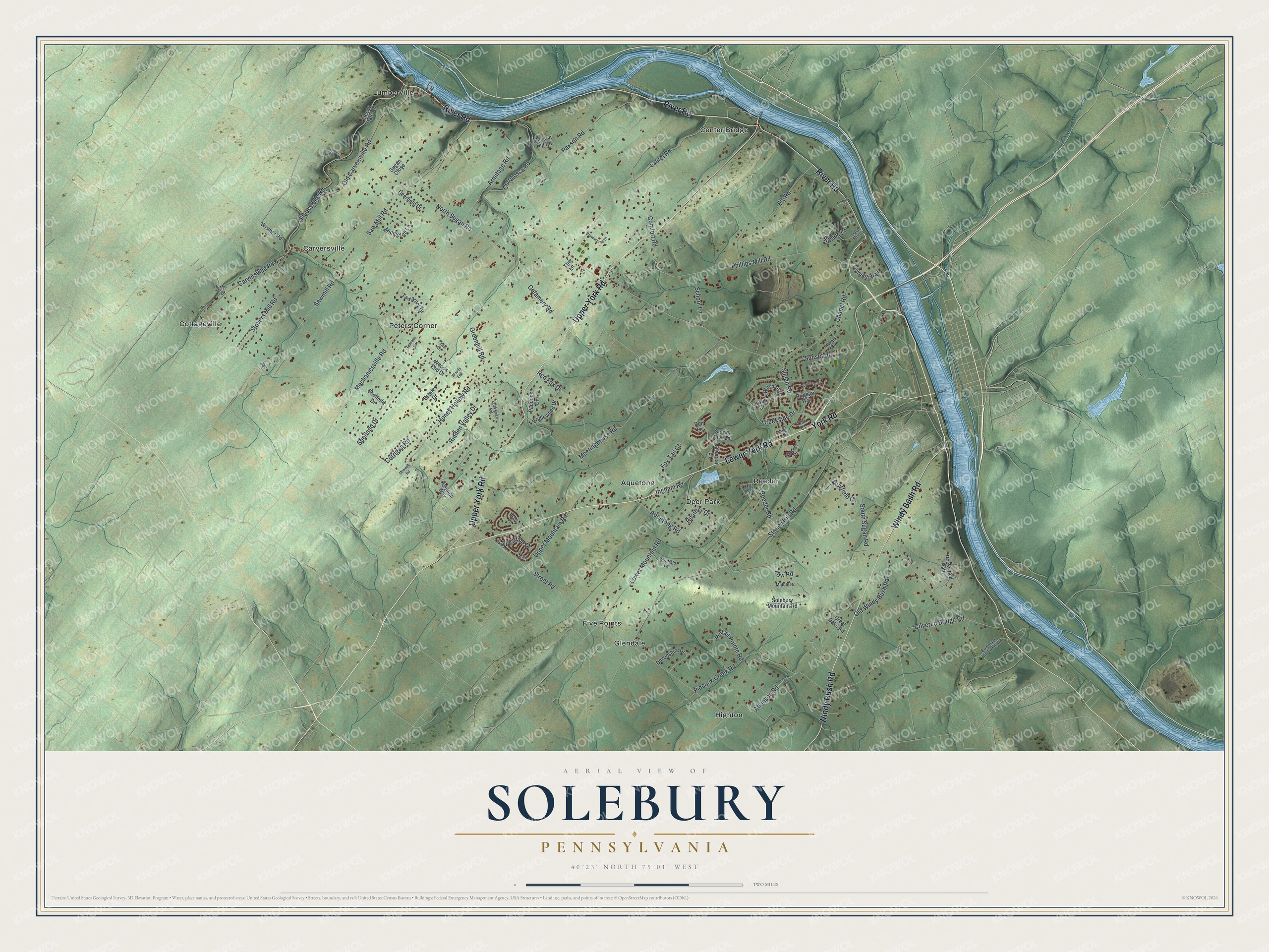 Watermarked full-map preview of Solebury, Pennsylvania