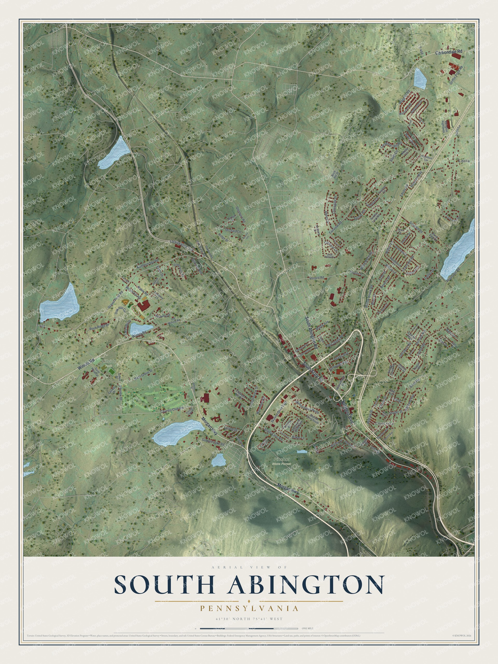 Watermarked full-map preview of South Abington, Pennsylvania