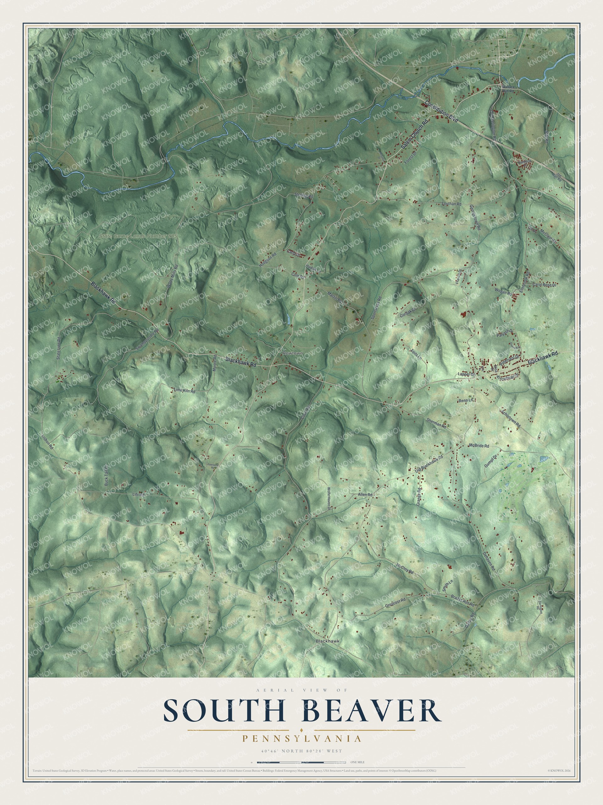 Watermarked full-map preview of South Beaver, Pennsylvania