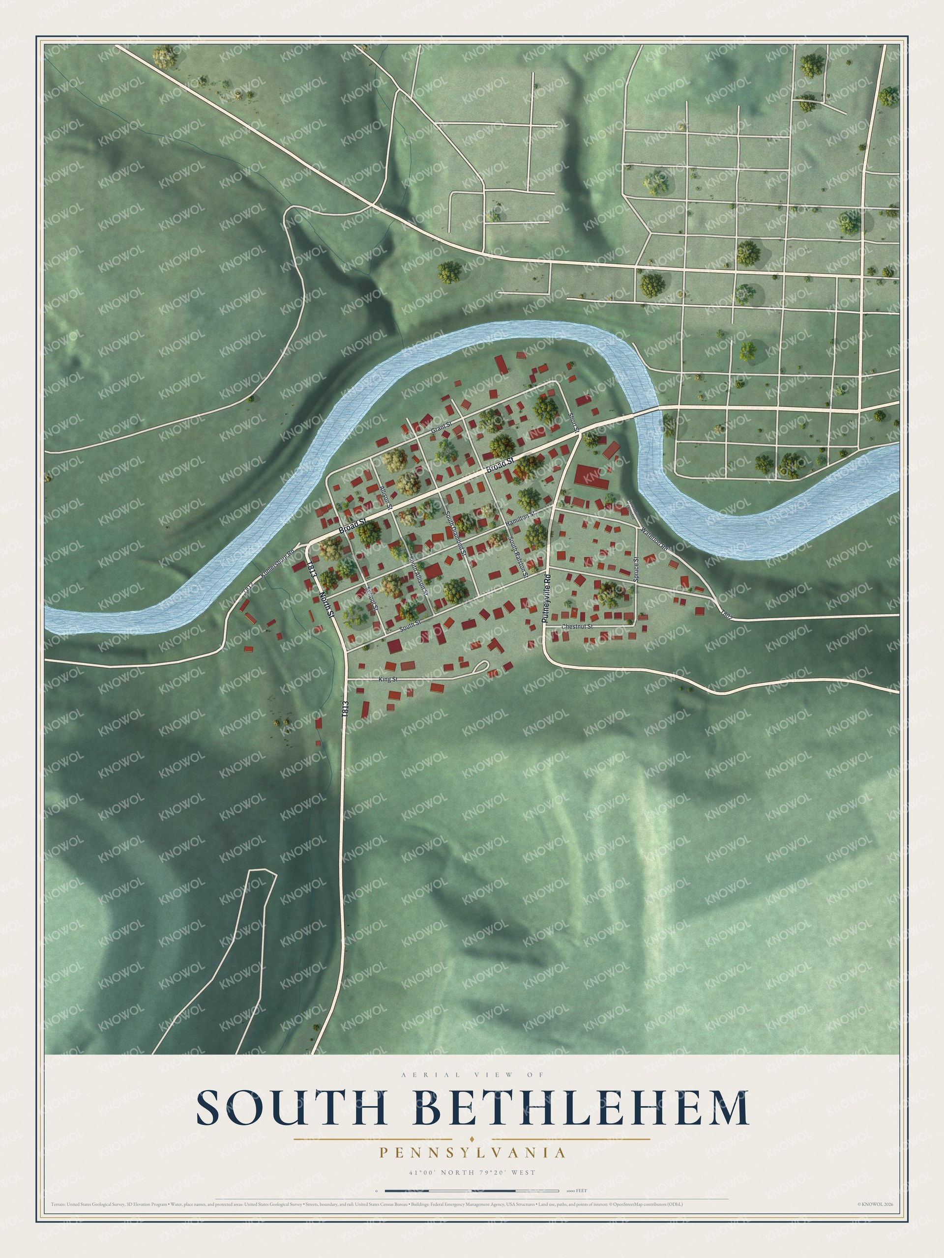 Watermarked full-map preview of South Bethlehem, Pennsylvania