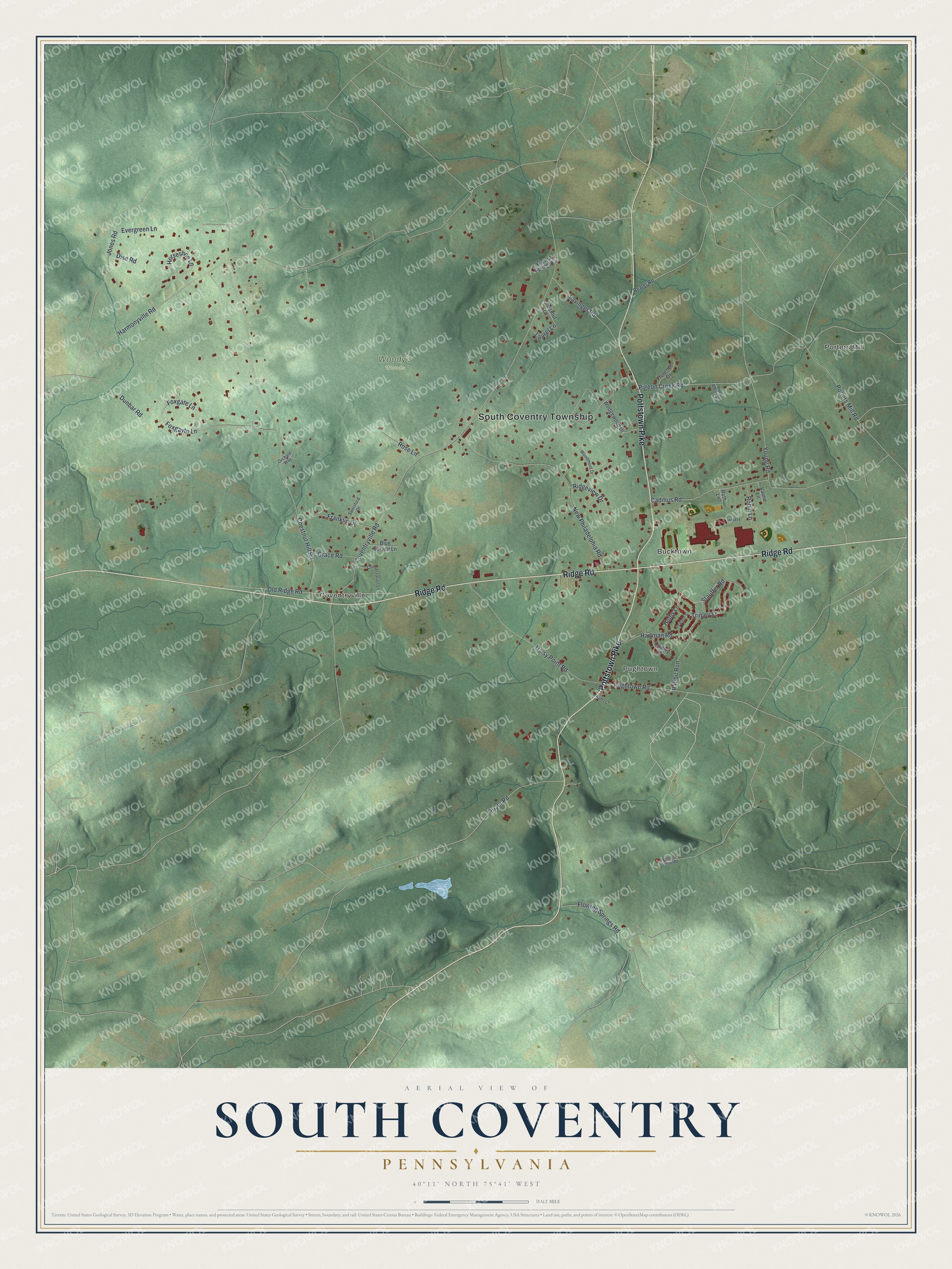 Watermarked full-map preview of South Coventry, Pennsylvania