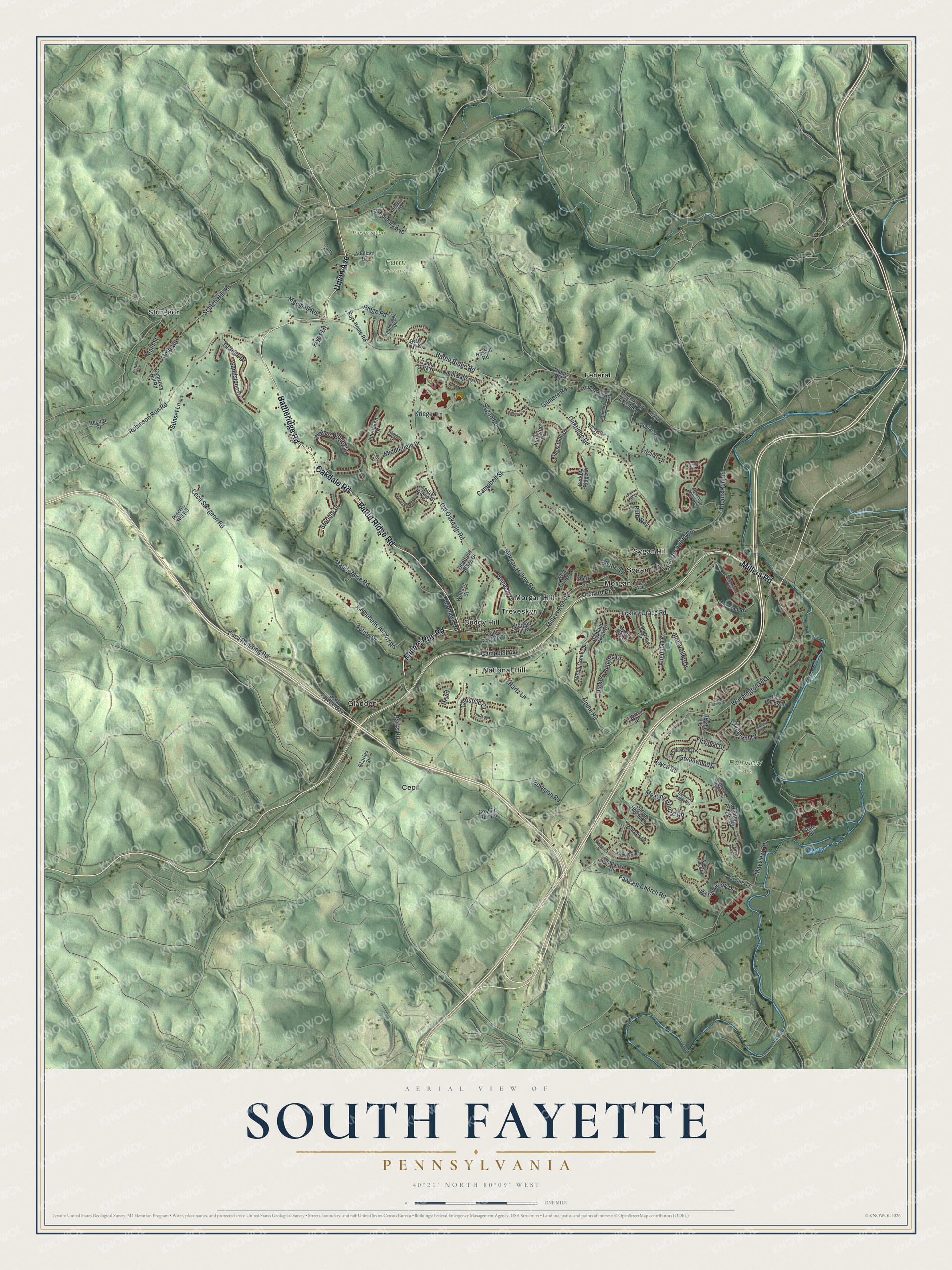 Watermarked full-map preview of South Fayette, Pennsylvania
