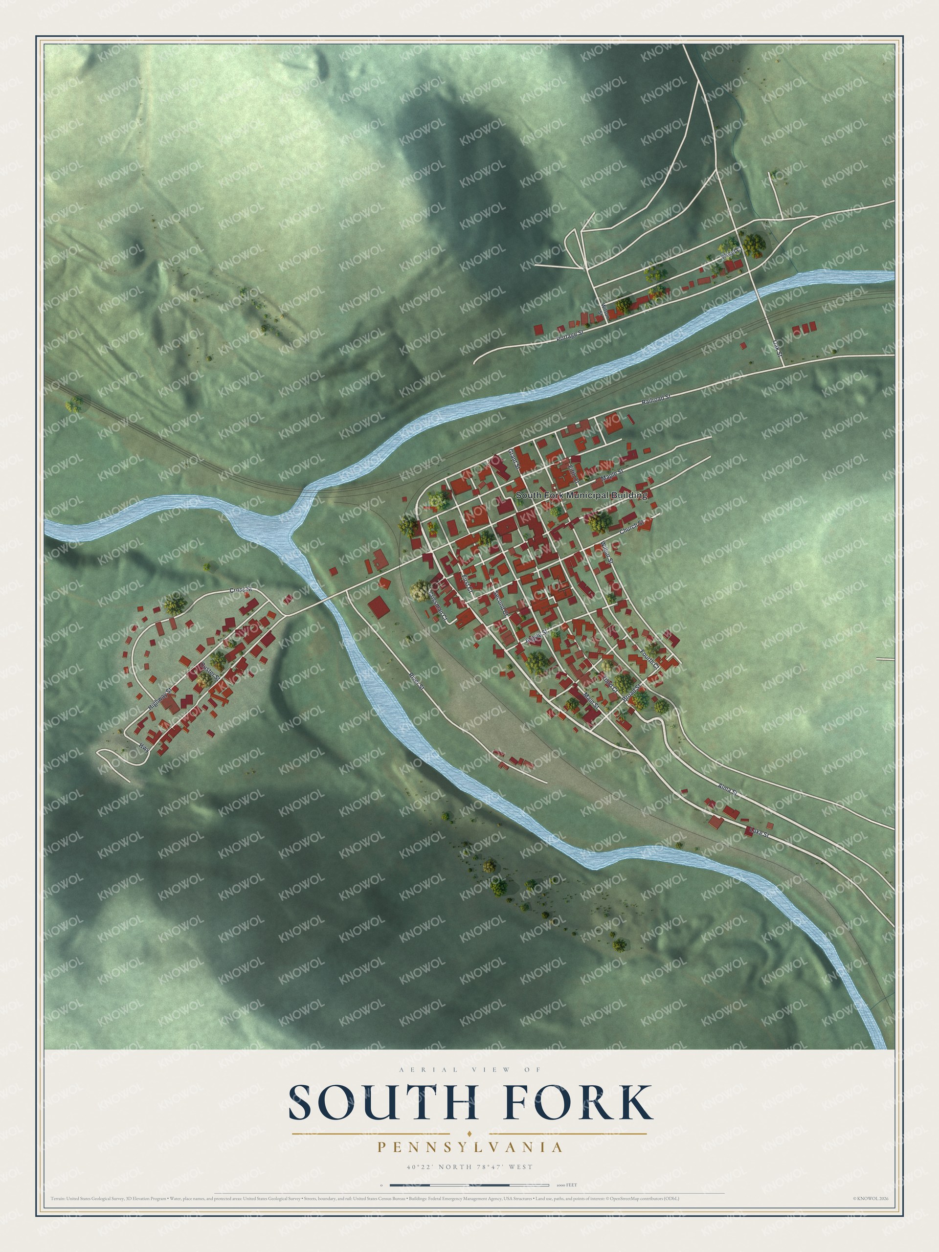 Watermarked full-map preview of South Fork, Pennsylvania