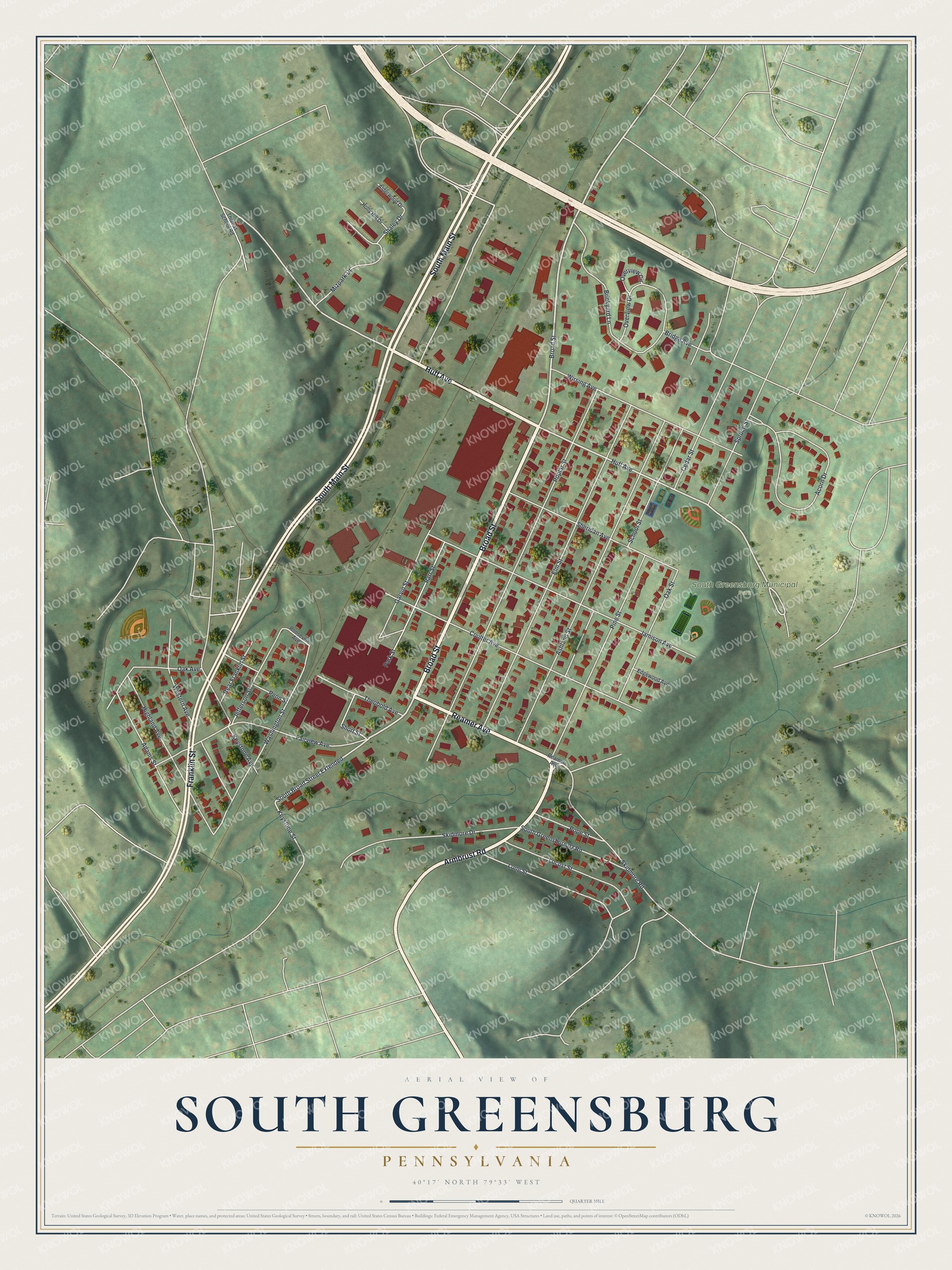Watermarked full-map preview of South Greensburg, Pennsylvania