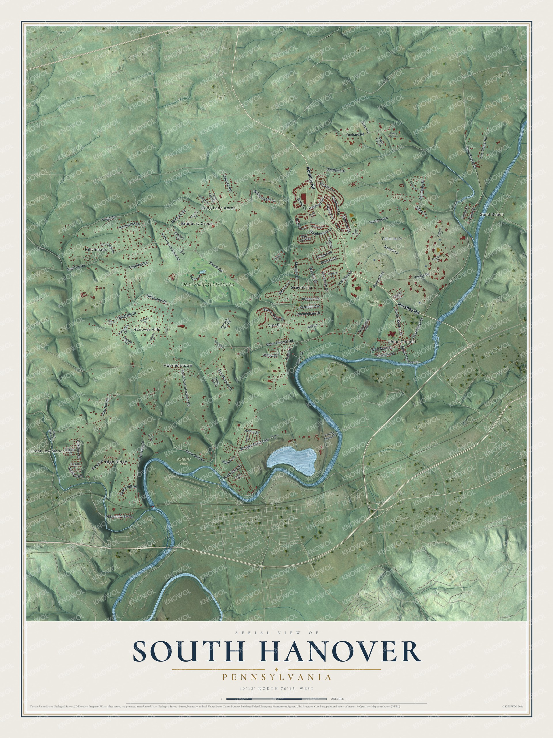 Watermarked full-map preview of South Hanover, Pennsylvania