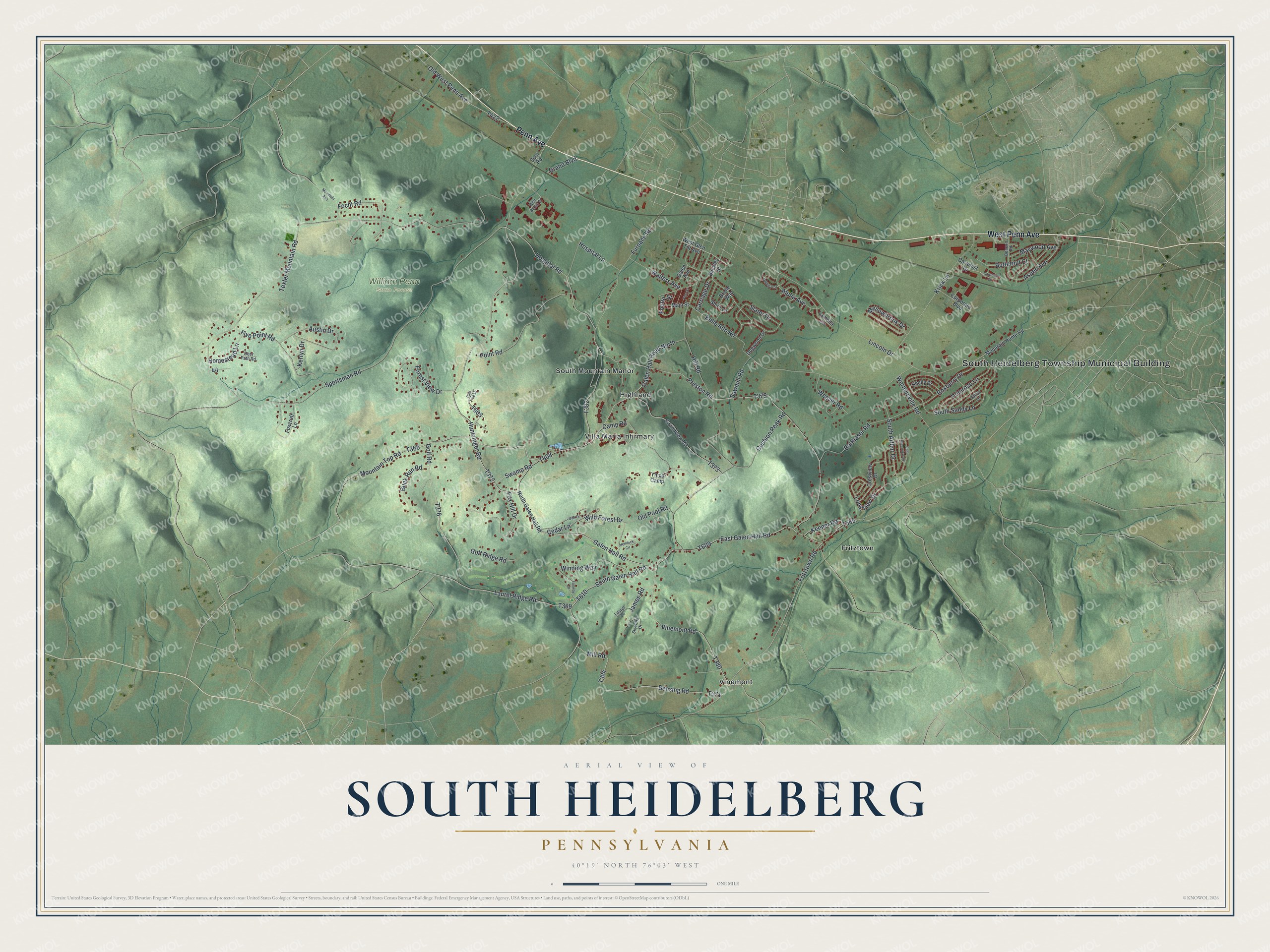 Watermarked full-map preview of South Heidelberg, Pennsylvania