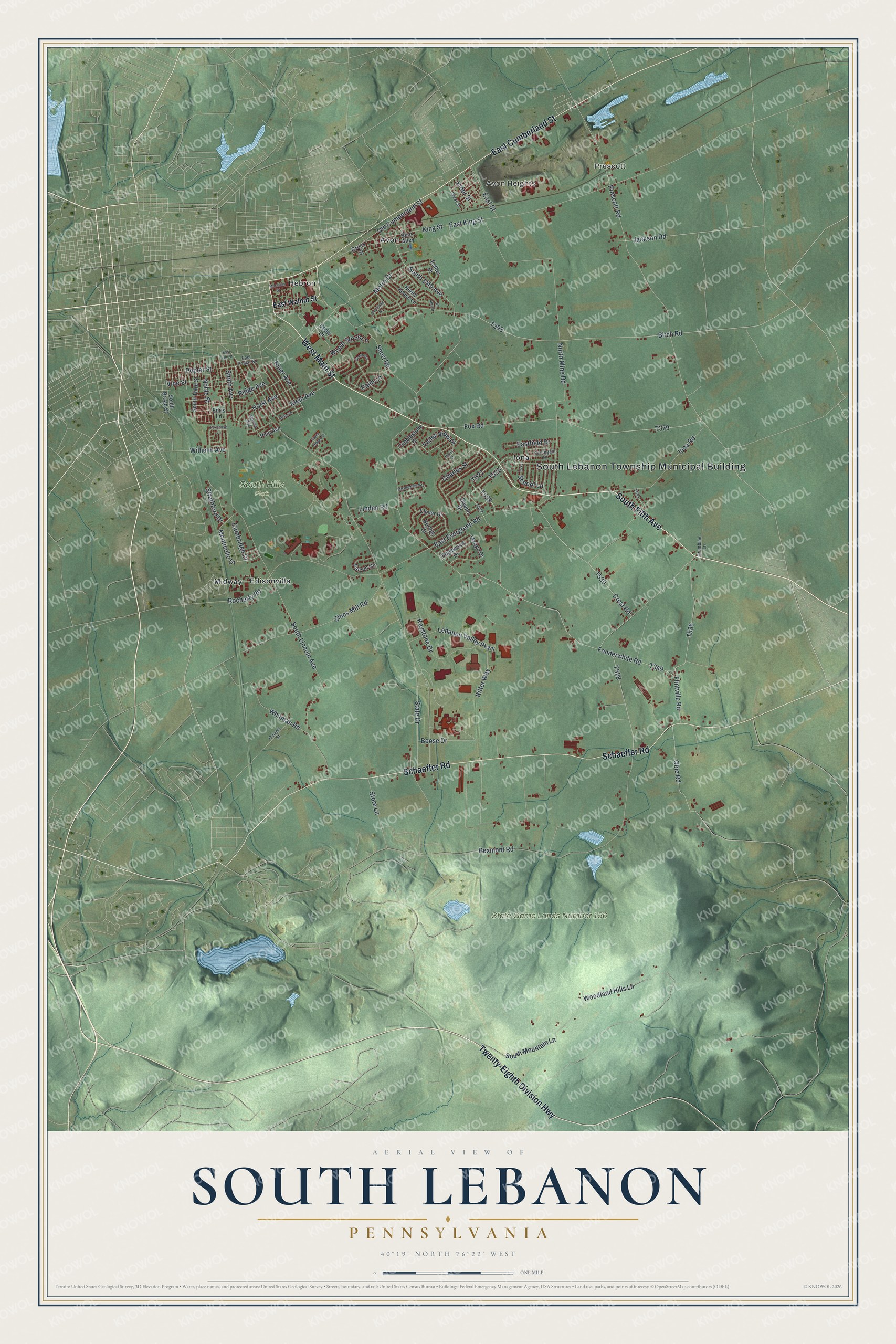Watermarked full-map preview of South Lebanon, Pennsylvania