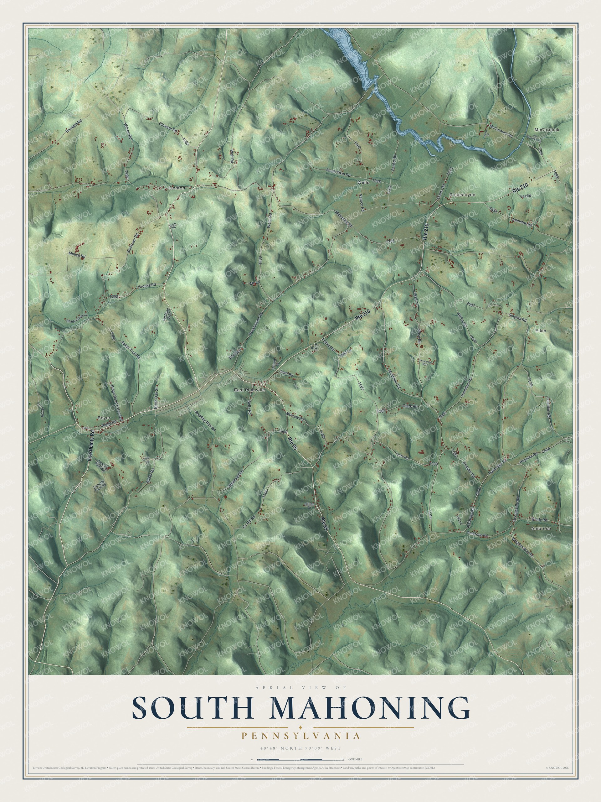 Watermarked full-map preview of South Mahoning, Pennsylvania