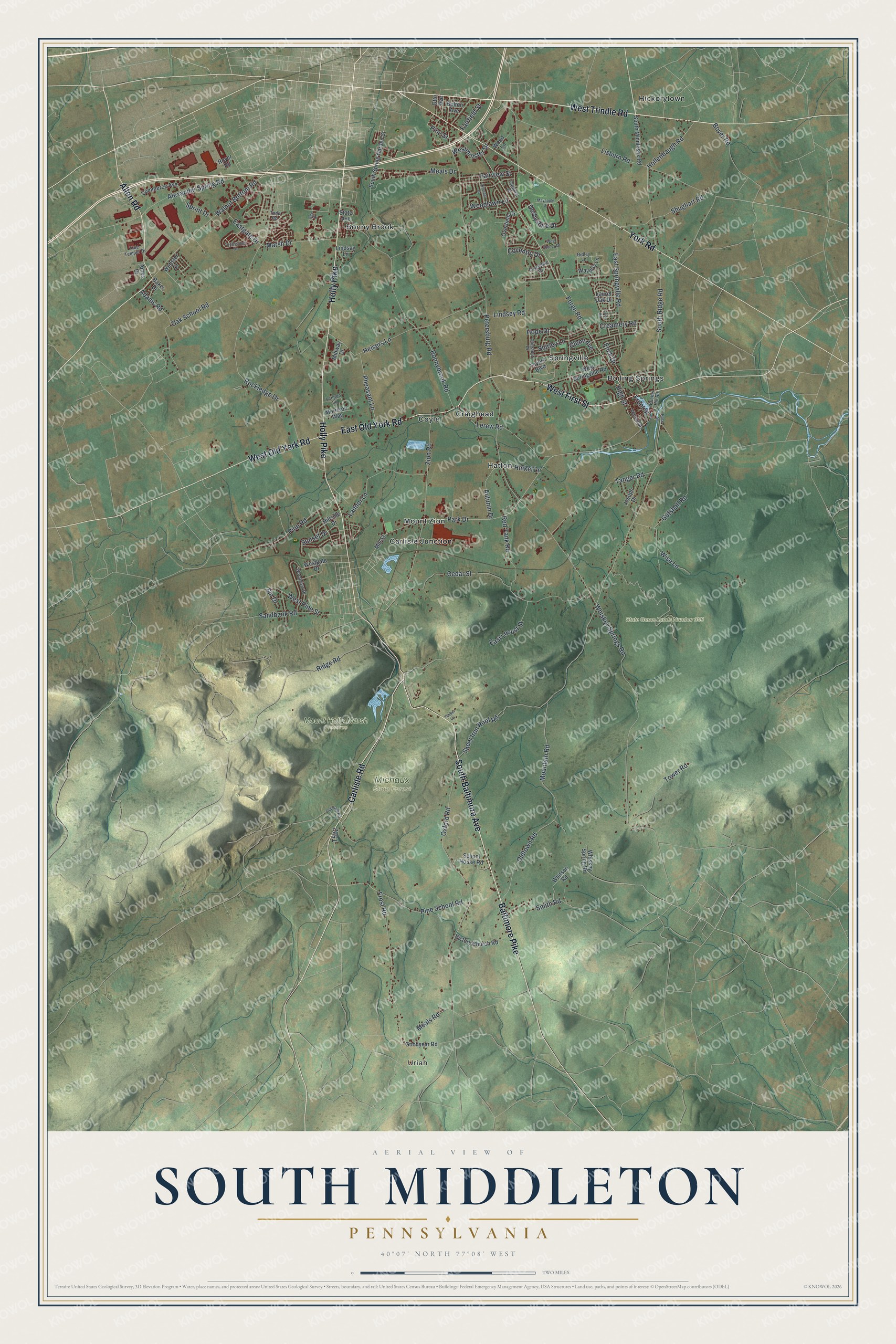 Watermarked full-map preview of South Middleton, Pennsylvania