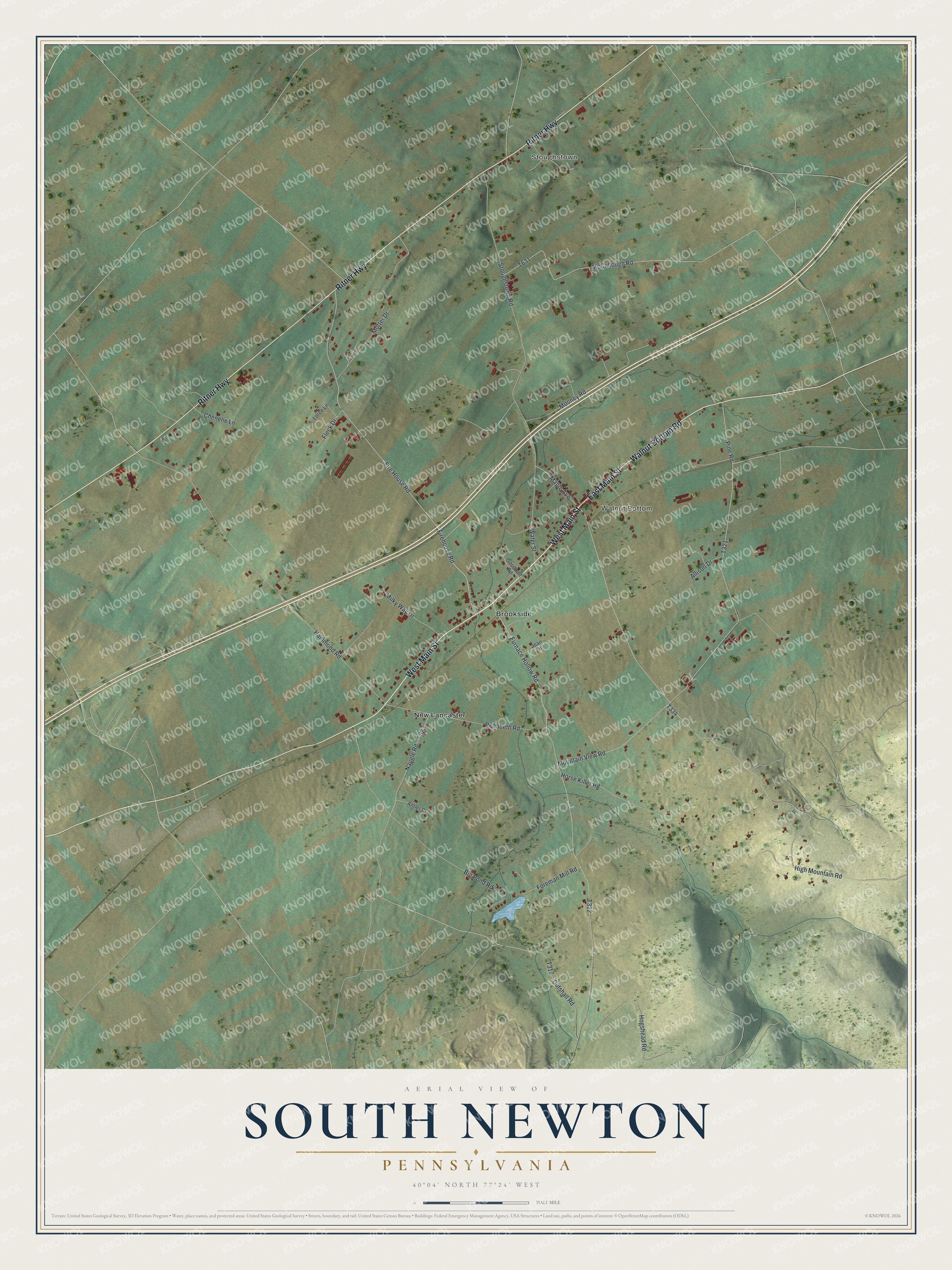 Watermarked full-map preview of South Newton, Pennsylvania