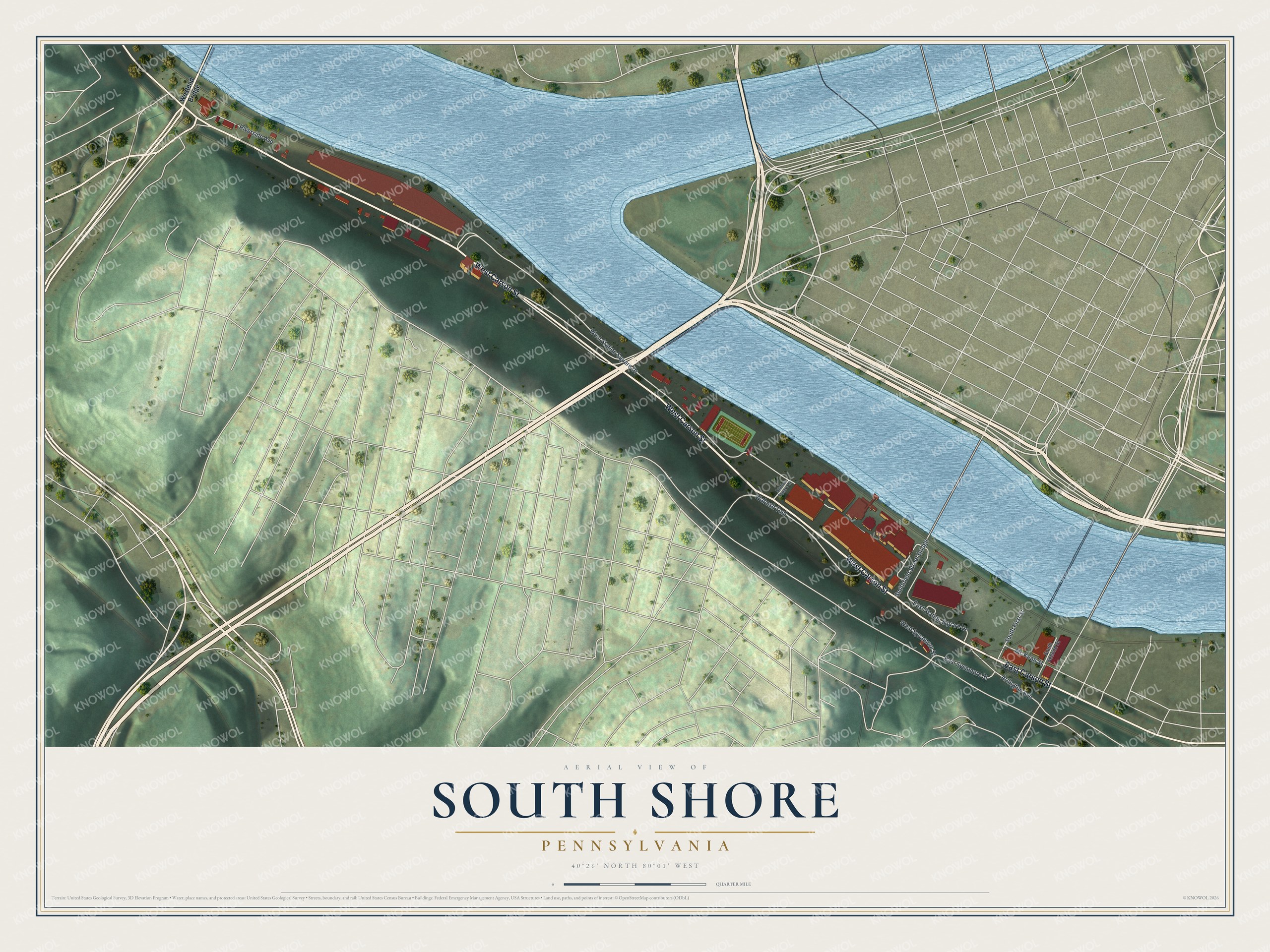 Watermarked full-map preview of South Shore, Pennsylvania