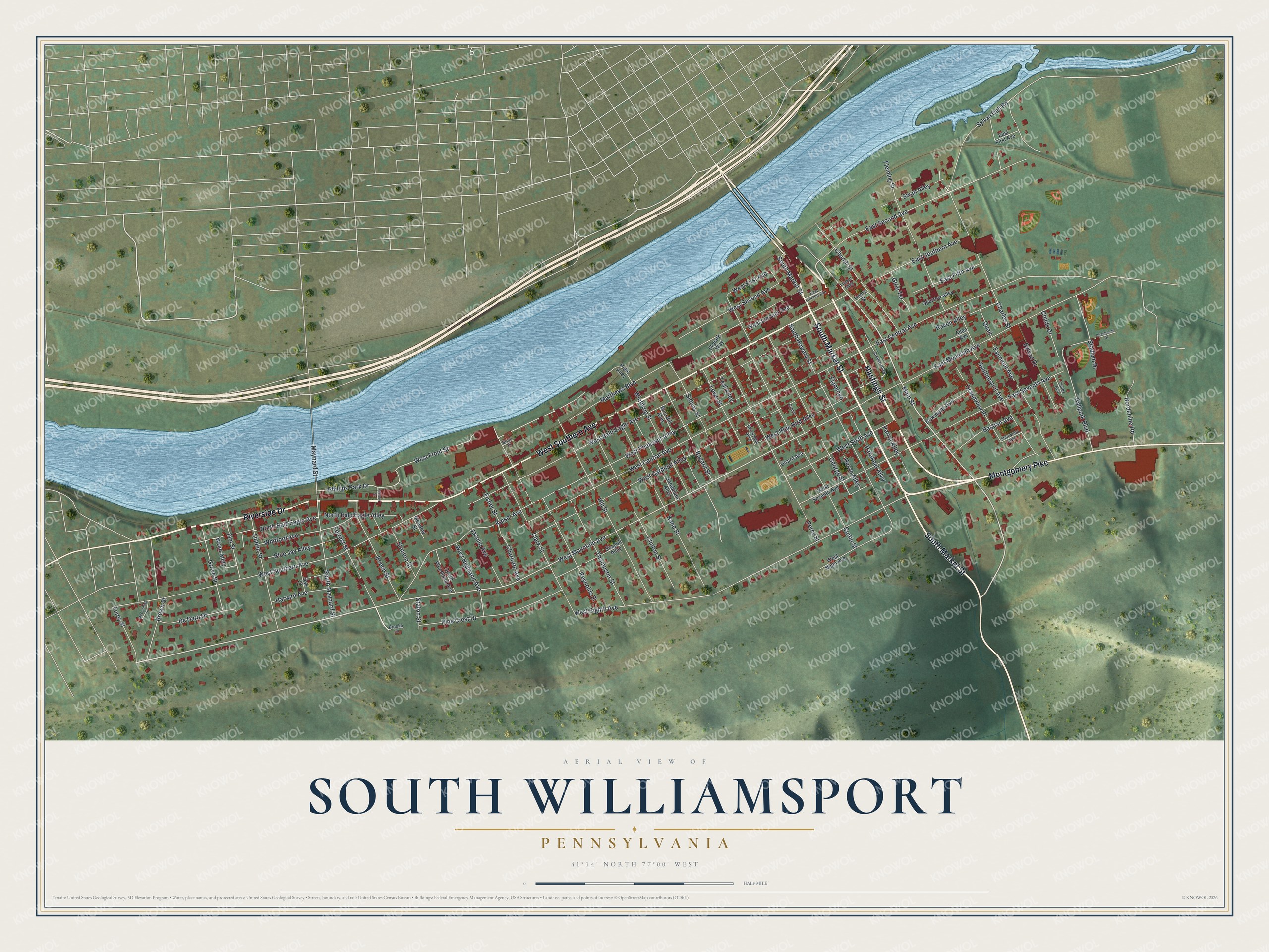 Watermarked full-map preview of South Williamsport, Pennsylvania