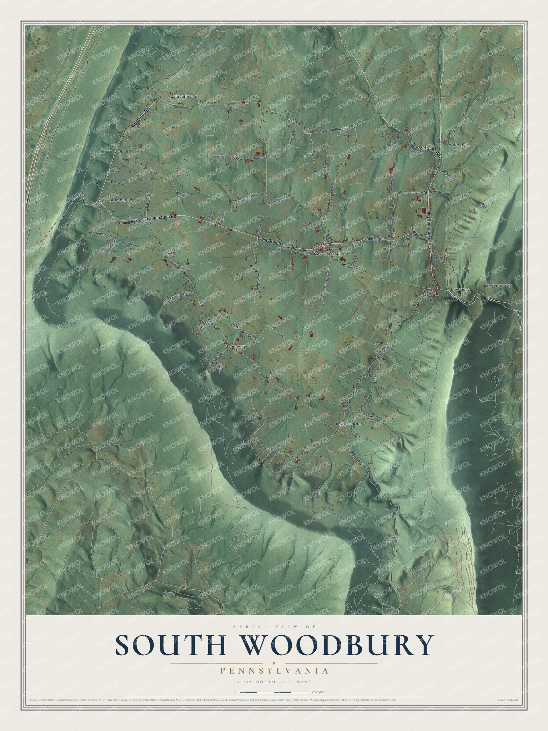 Watermarked full-map preview of South Woodbury, Pennsylvania