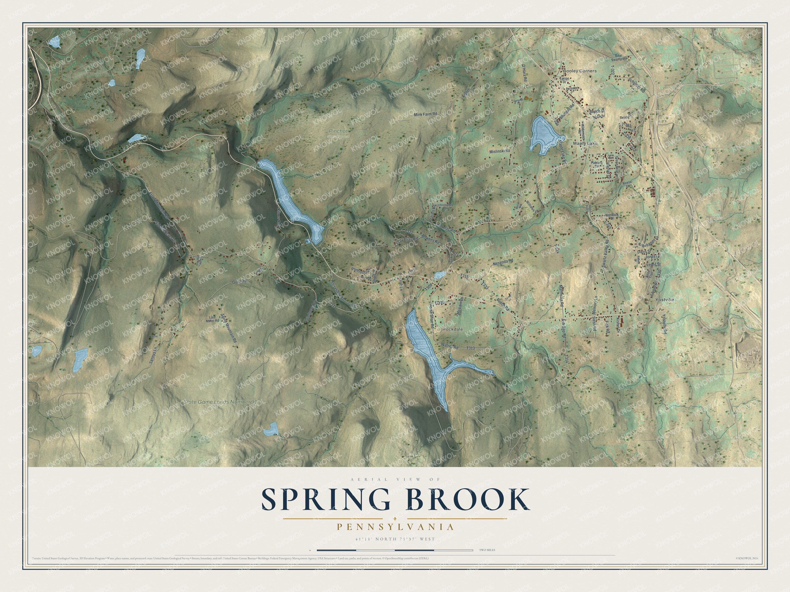 Watermarked full-map preview of Spring Brook, Pennsylvania