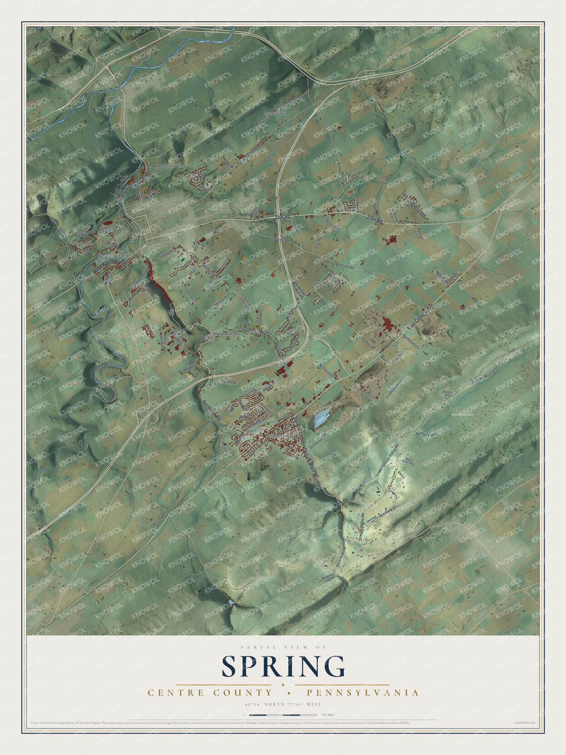 Watermarked full-map preview of Spring, Pennsylvania