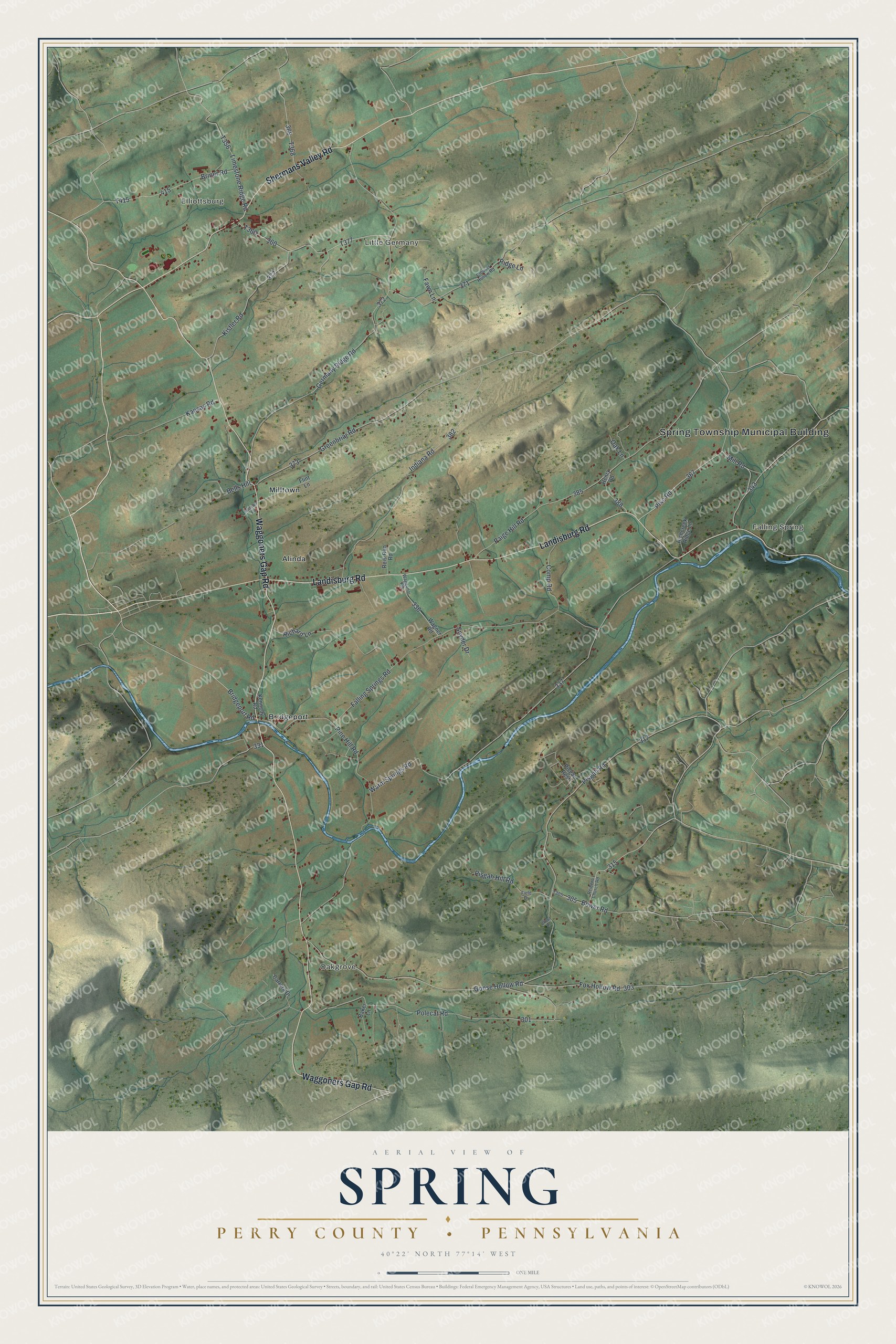 Watermarked full-map preview of Spring, Pennsylvania