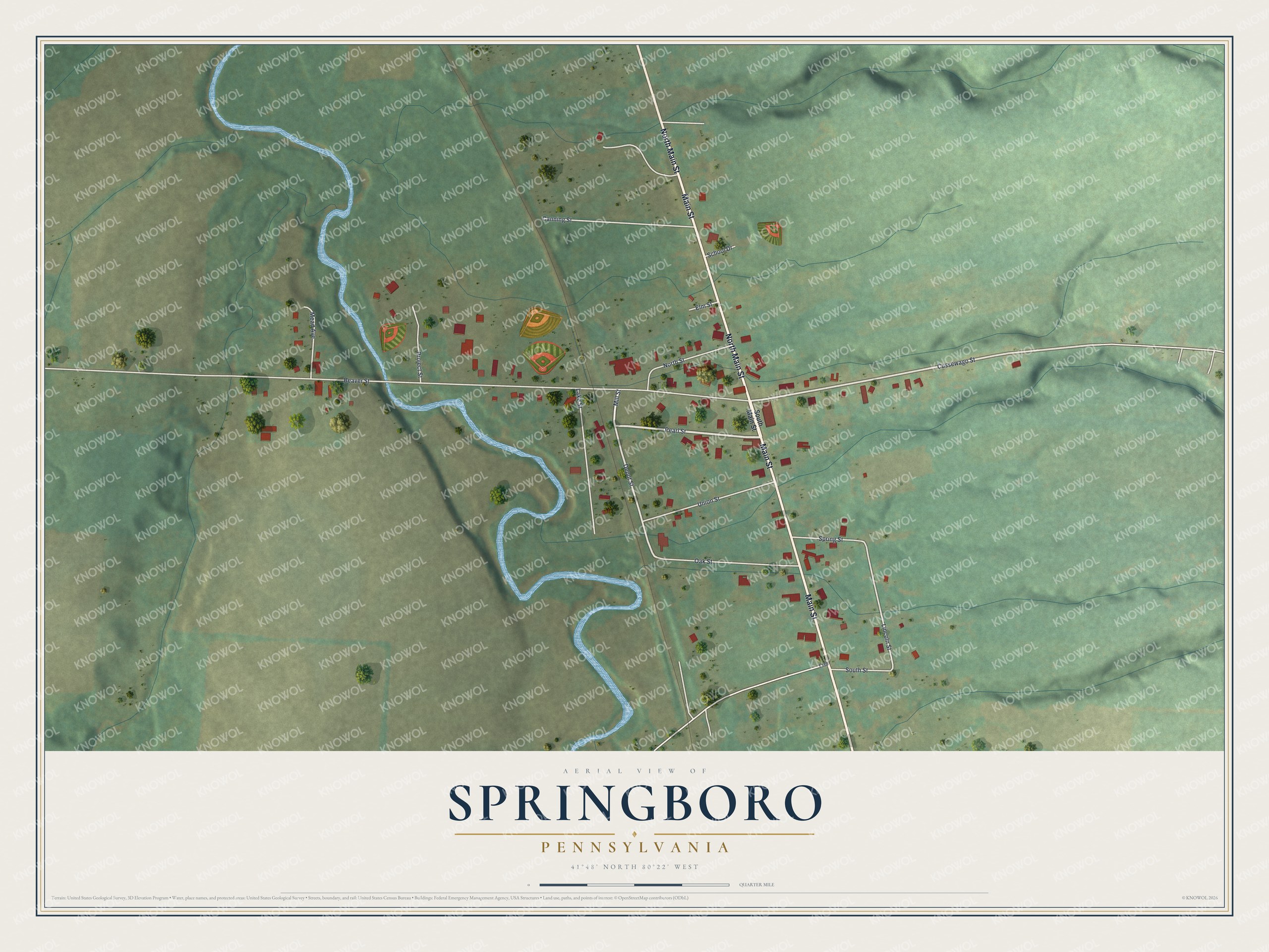 Watermarked full-map preview of Springboro, Pennsylvania